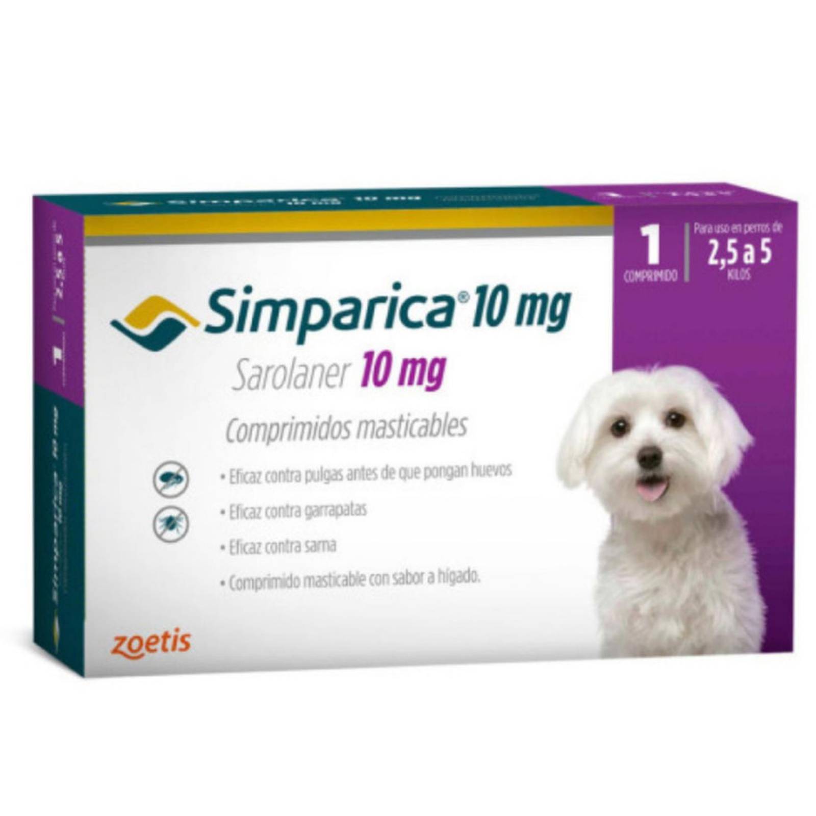SIMPARICA 2.5 a 5 KG Desparasitante para perros tabletas