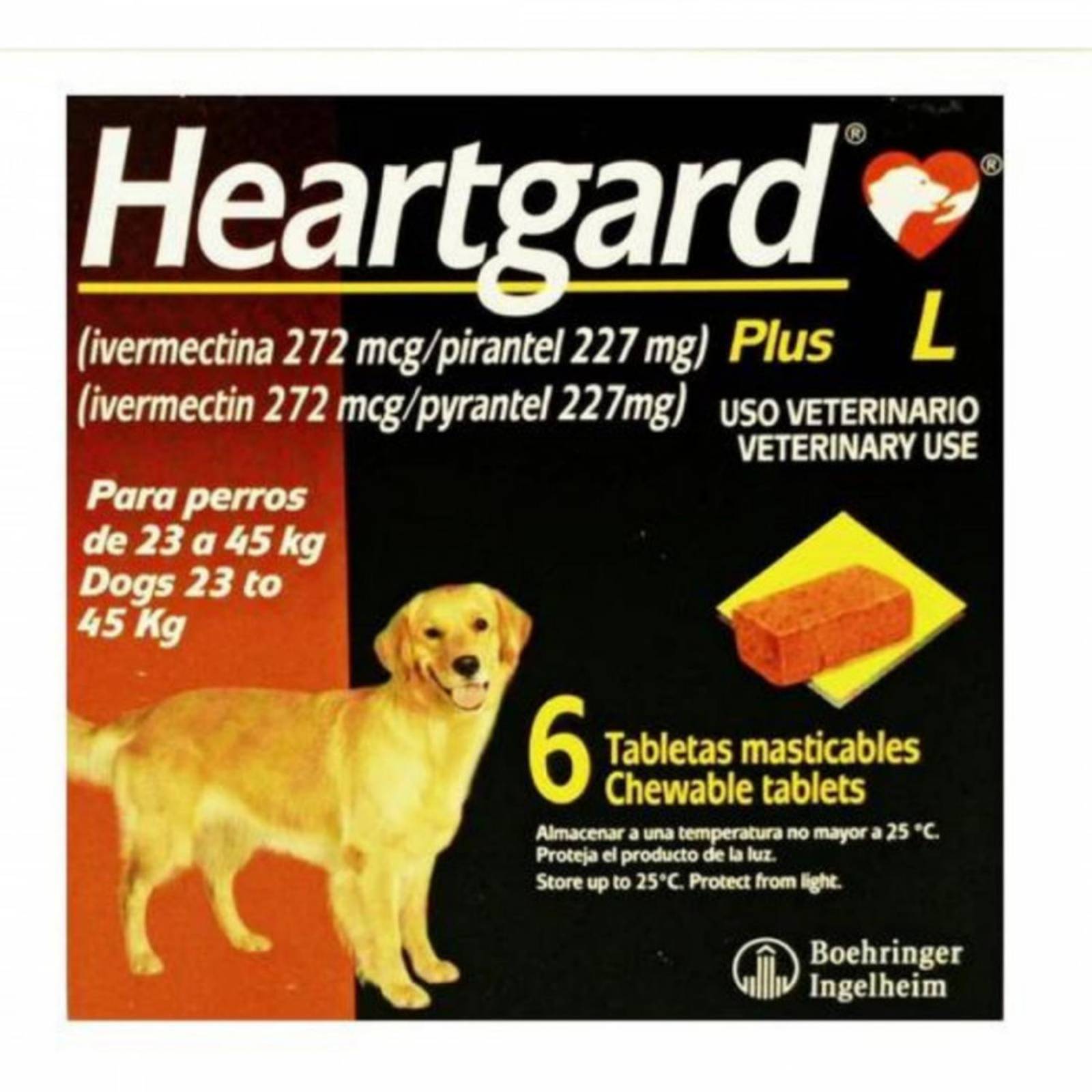 Desparasitante HEARTGARD PLUS PERRO GRANDE 6 TAB 23 A 45 KG 