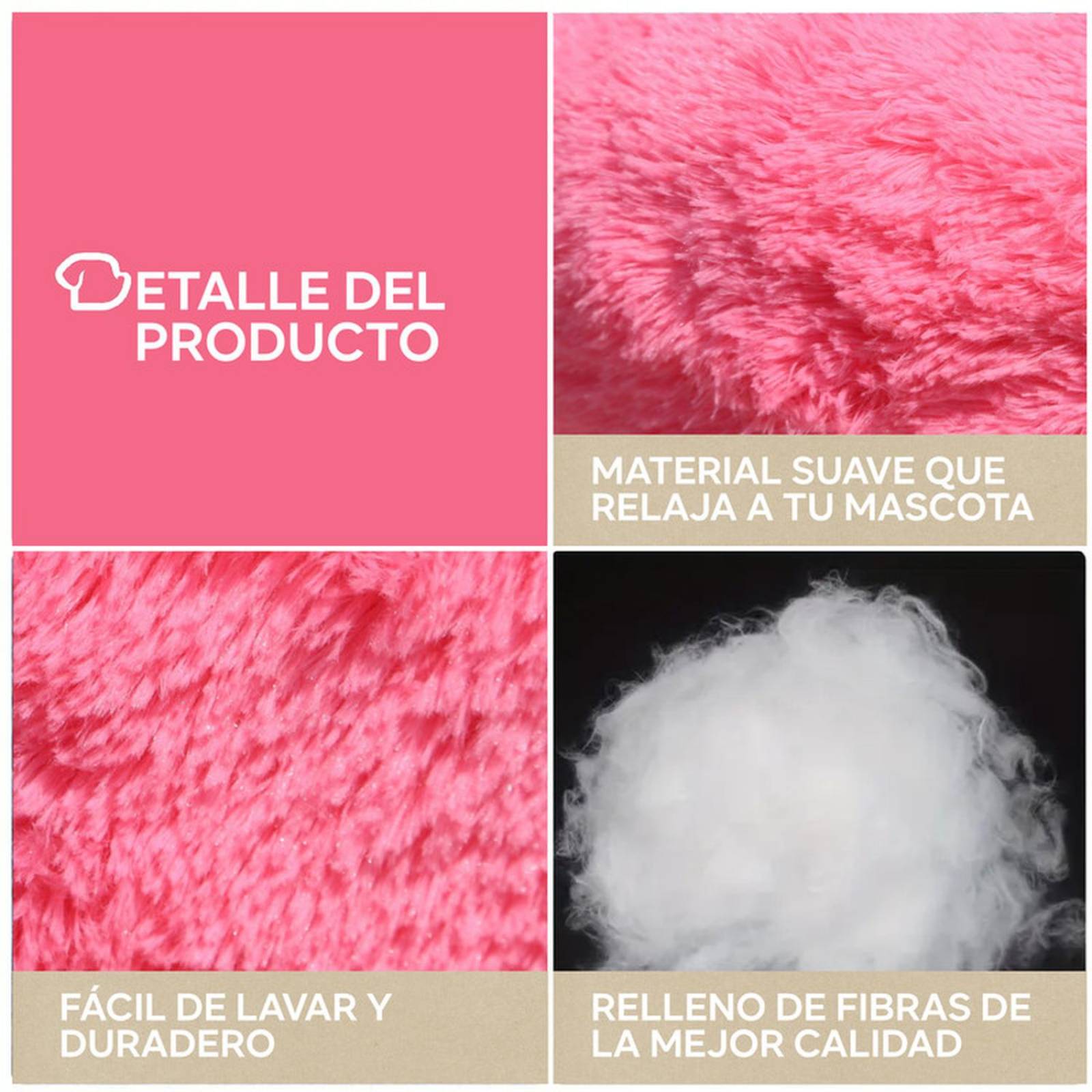 Cama para perro mini tapete antiestres Comodo Relleno Suave Rosa