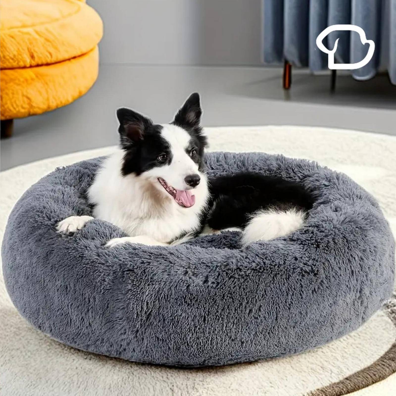 Cama para perro chico dona antiestres Suave puff Resistente Gris