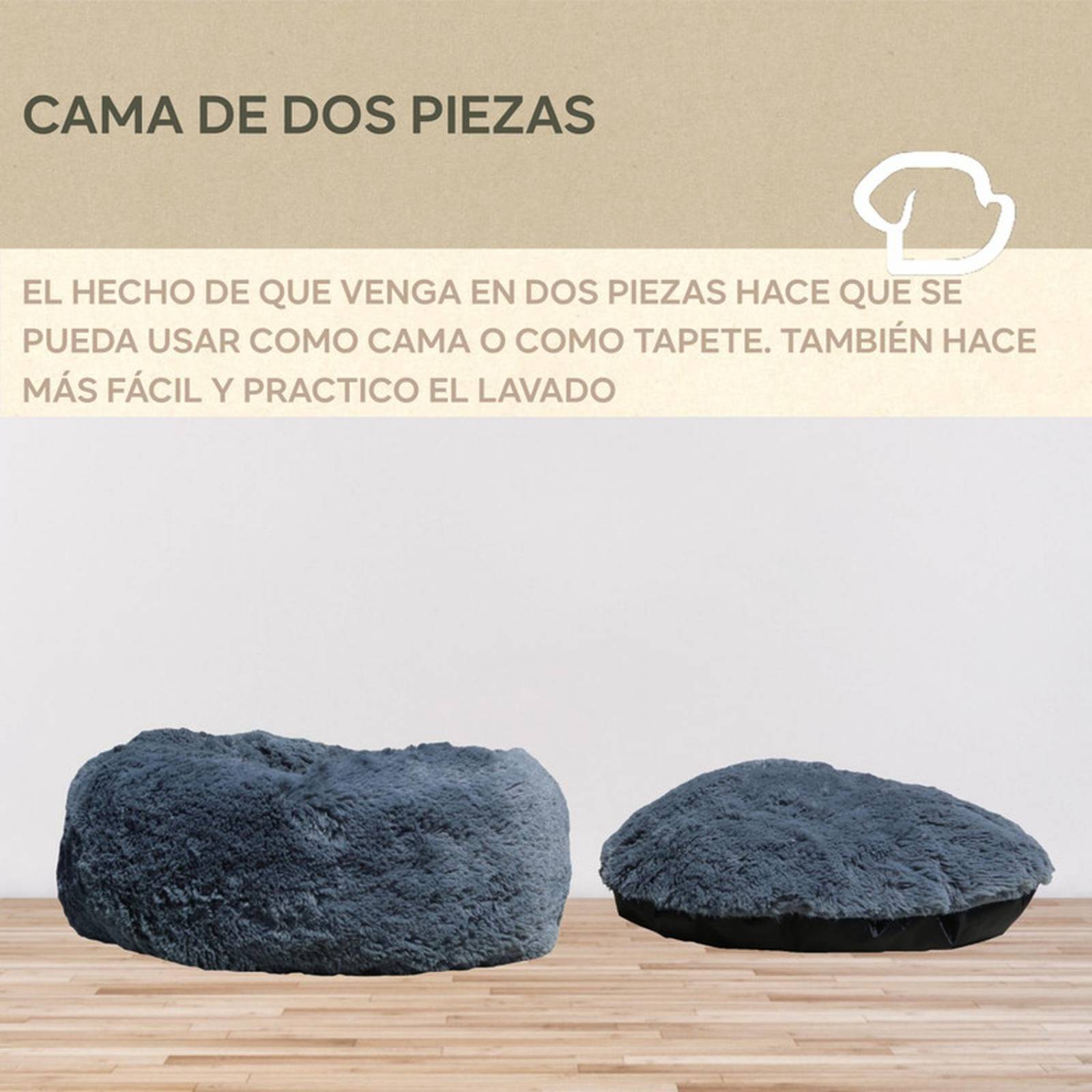 Cama para perro chico dona antiestres Suave puff Resistente Gris