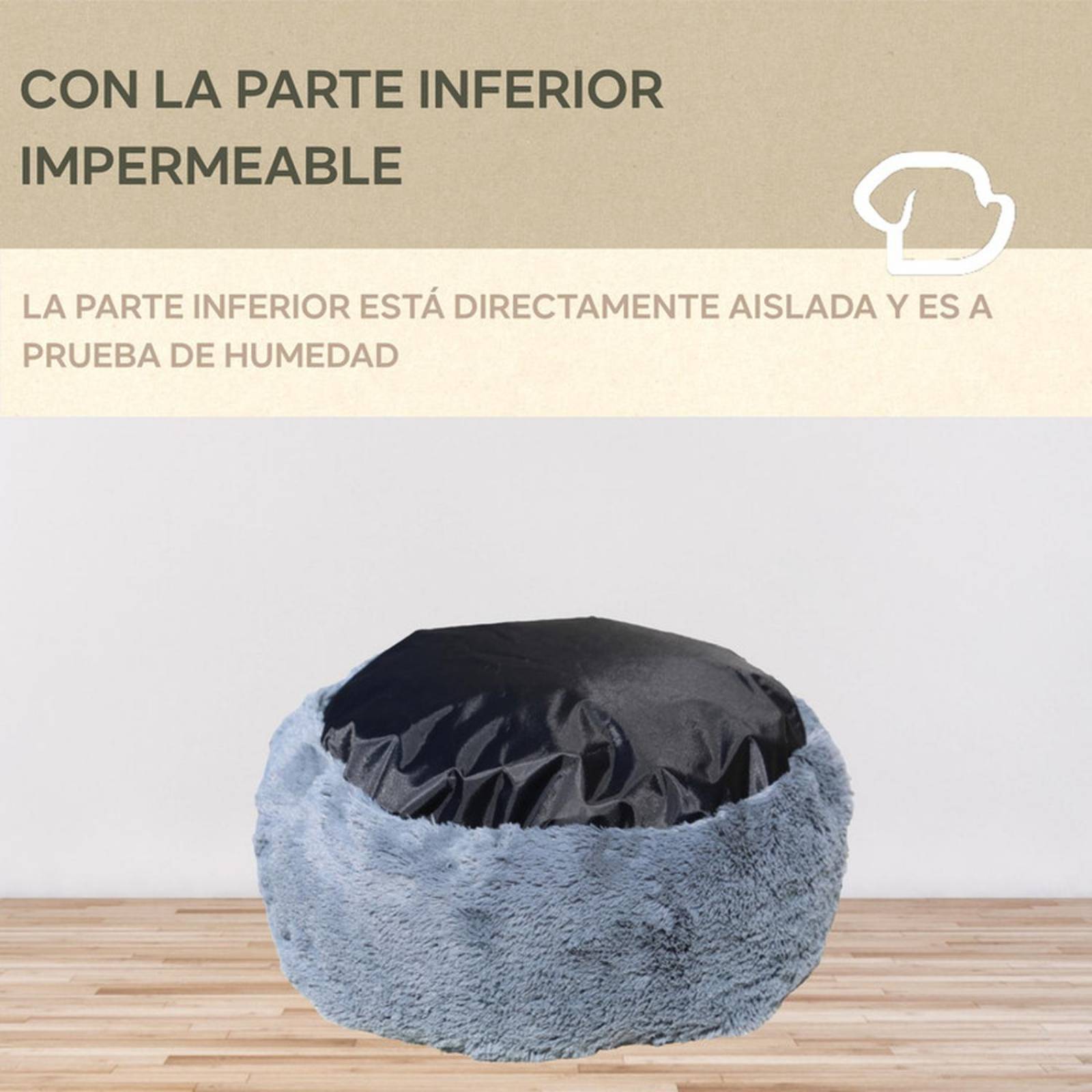 Cama para perro chico dona antiestres Suave puff Resistente Gris