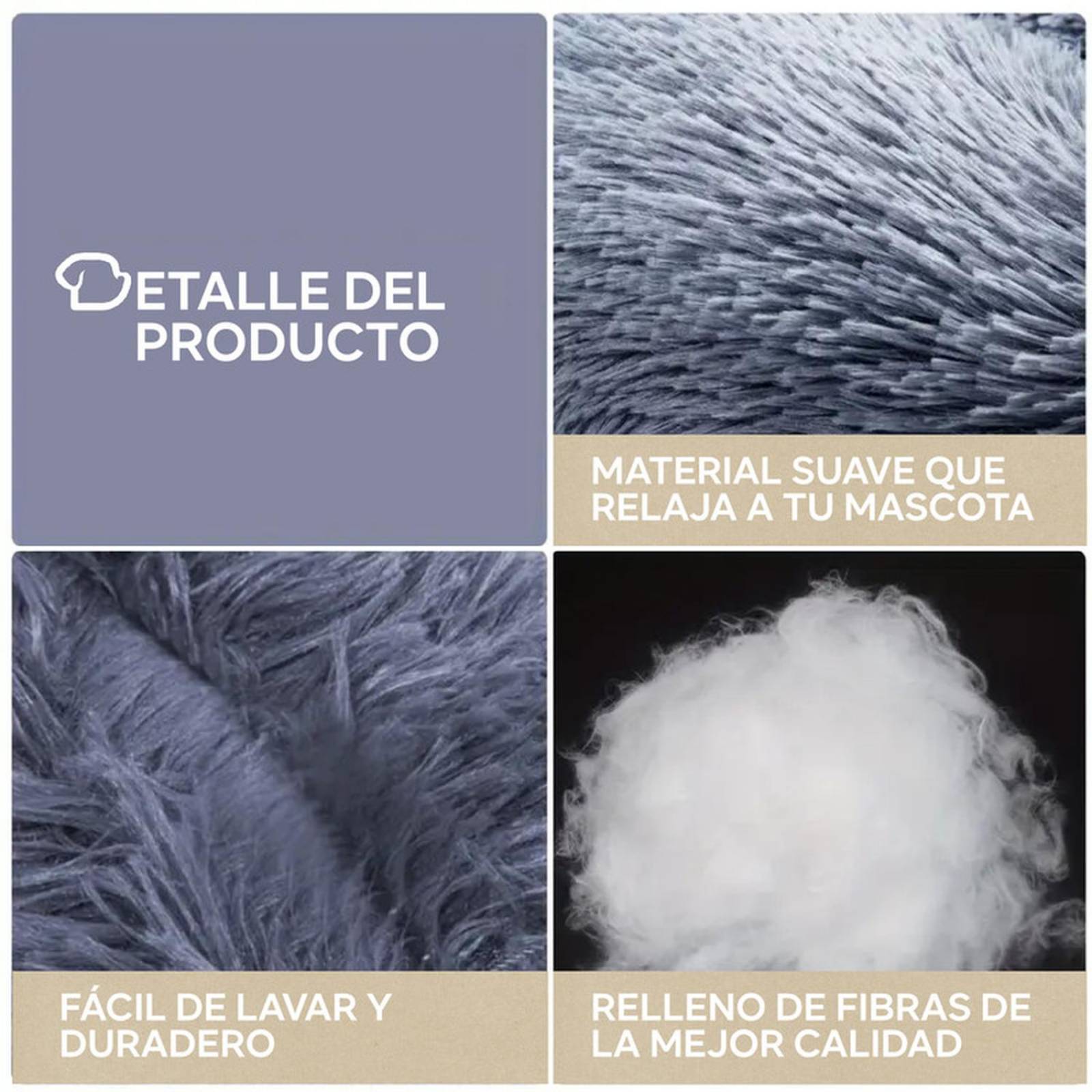 Cama para perro chico dona antiestres Suave puff Resistente Gris