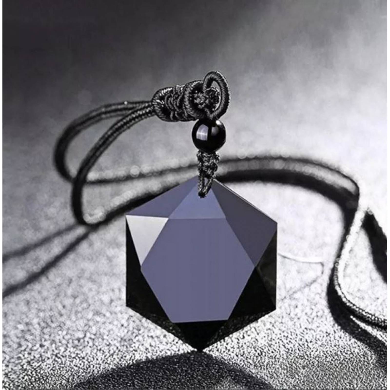 Collar De Obsidiana Estrella Hexagonal Buena Suerte Fortuna