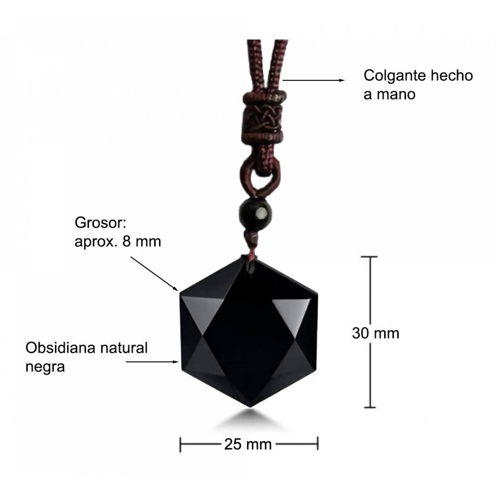 Collar De Obsidiana Estrella Hexagonal Buena Suerte Fortuna