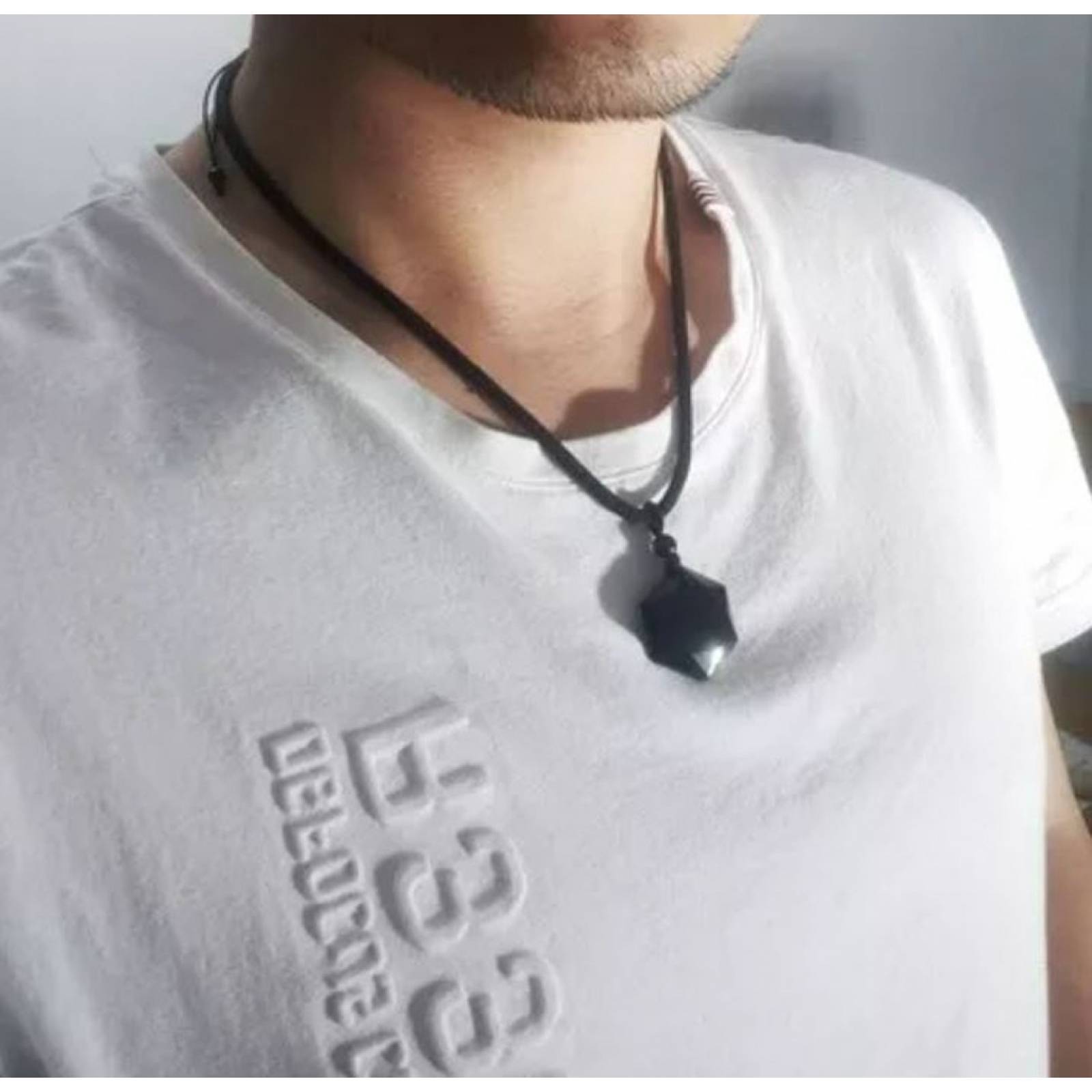Collar De Obsidiana Estrella Hexagonal Buena Suerte Fortuna