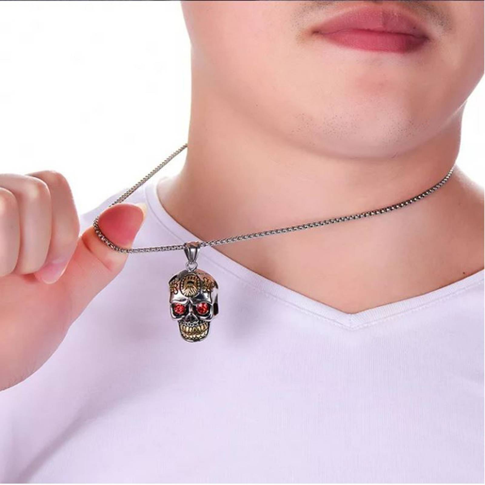 Collar Cadena Calavera Craneo Acero Inoxidable Hombre Mujer