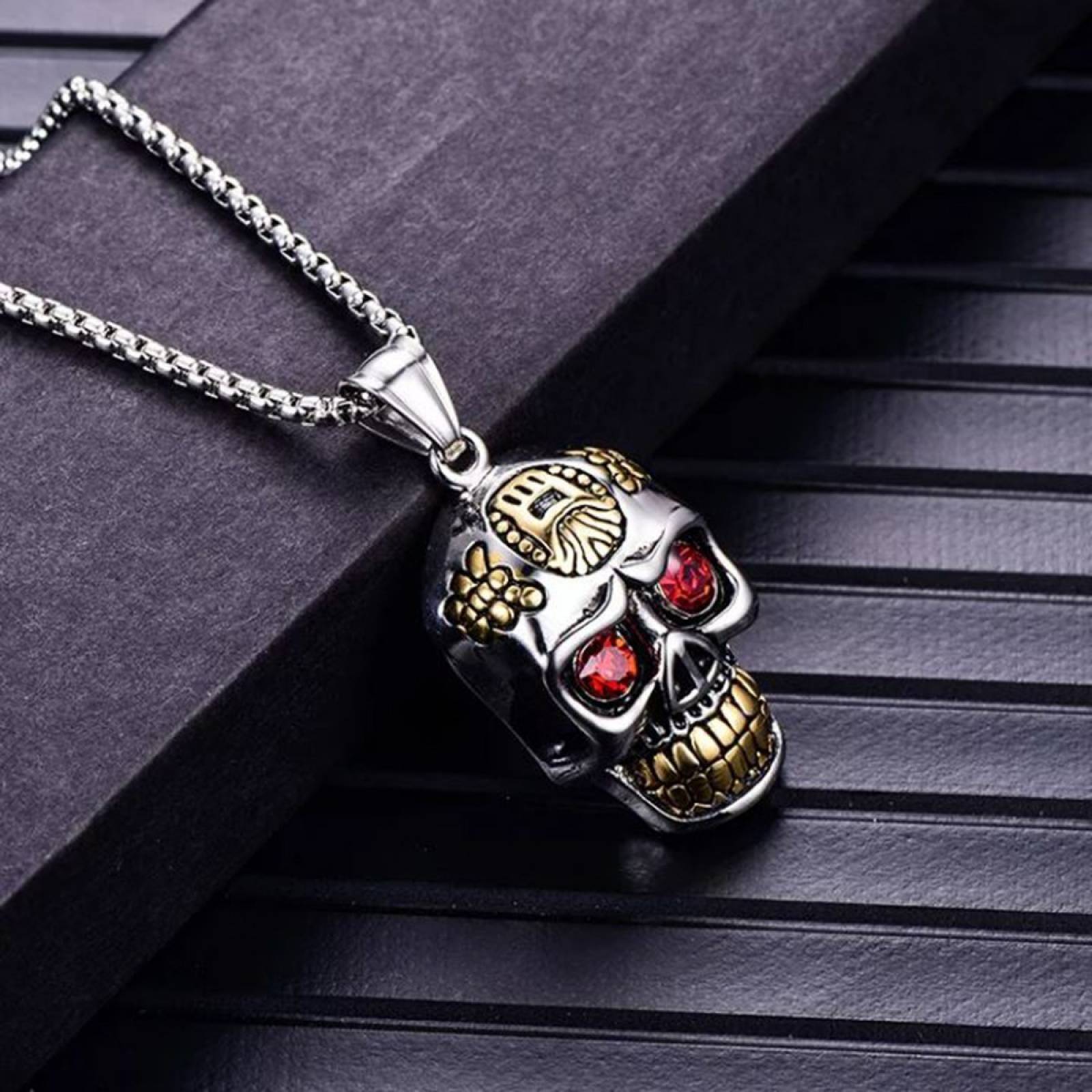 Collar Cadena Calavera Craneo Acero Inoxidable Hombre Mujer