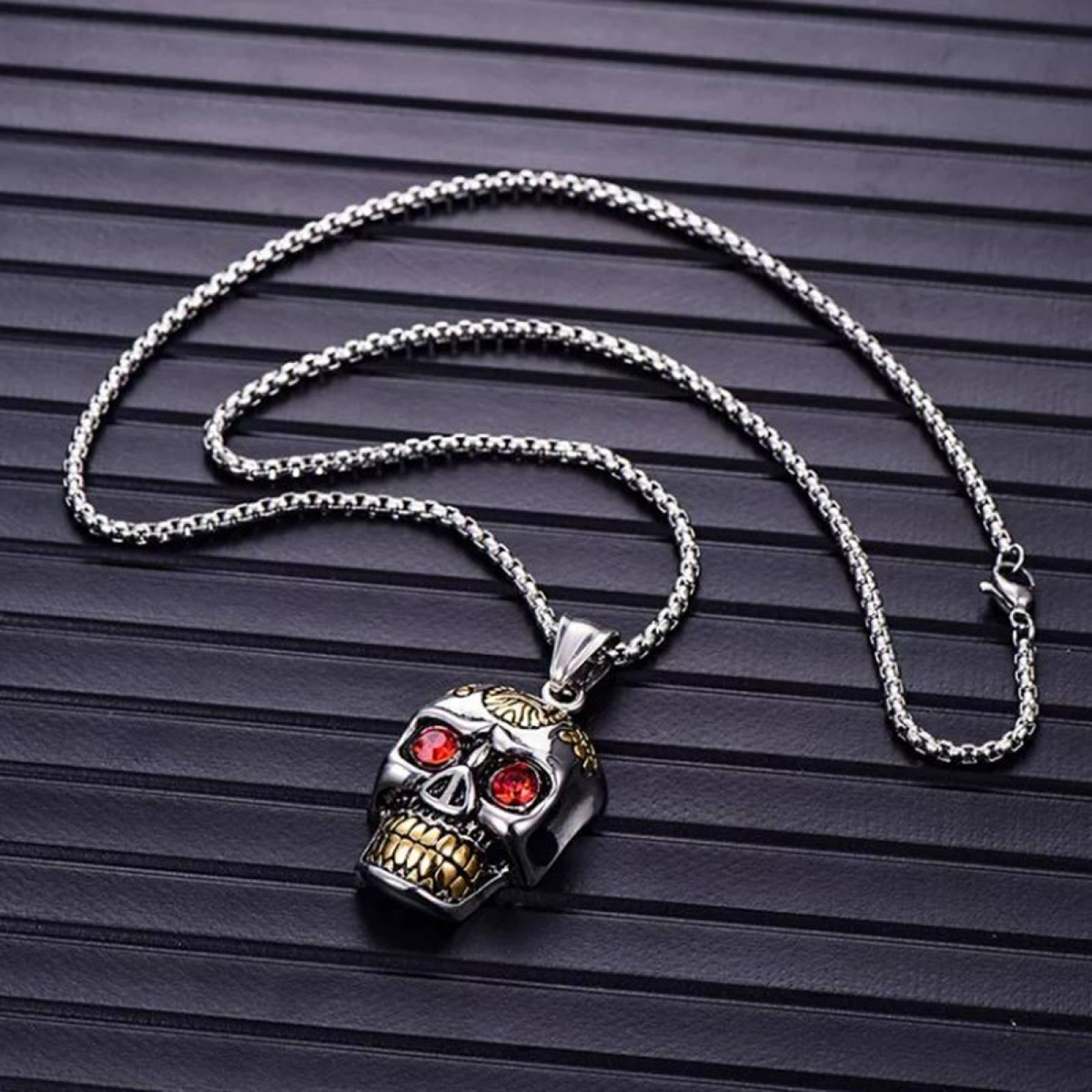 Collar Cadena Calavera Craneo Acero Inoxidable Hombre Mujer