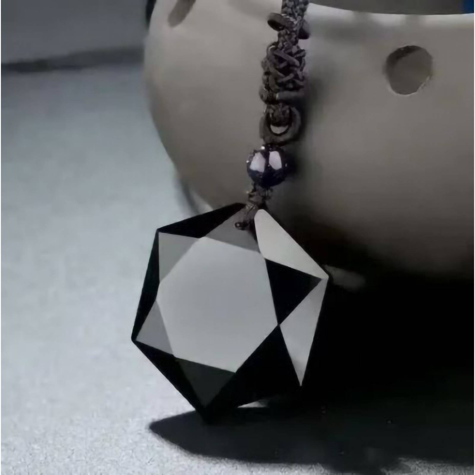 Collar De Obsidiana Estrella De David Hexagonal Amuleto