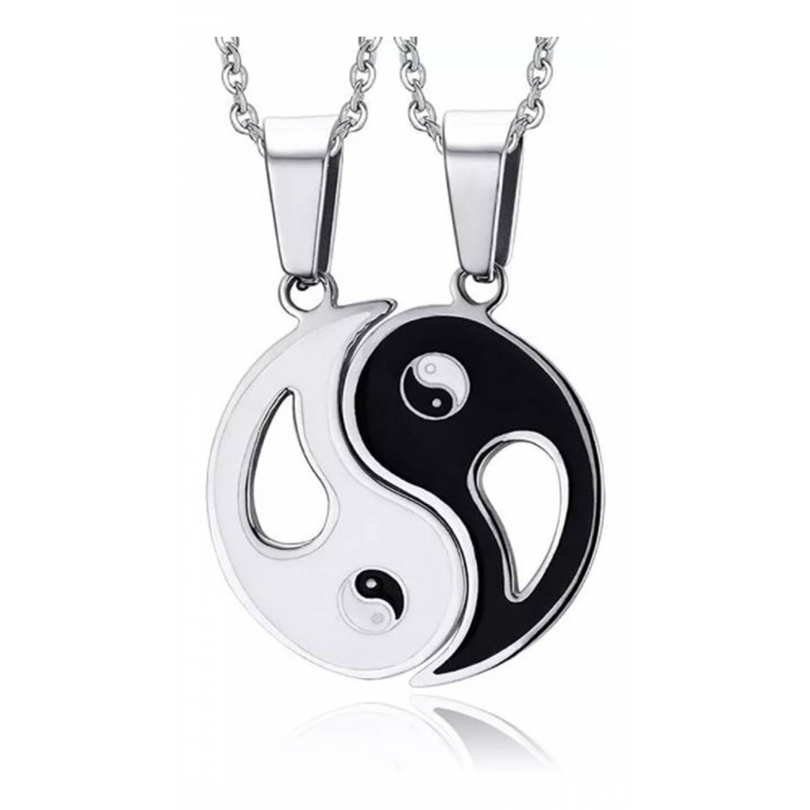 MADIOLA. Collar yin yang básico, collar pareja enamorados, amistad blanco y negro opuestos. Ying Yang