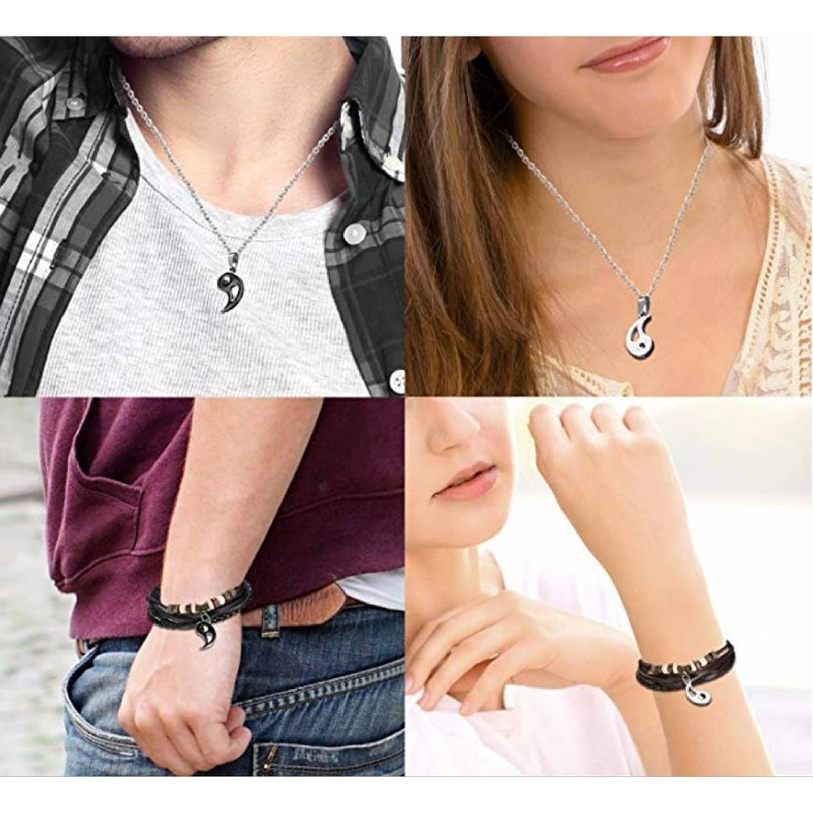 MADIOLA. Collar yin yang básico, collar pareja enamorados, amistad blanco y negro opuestos. Ying Yang