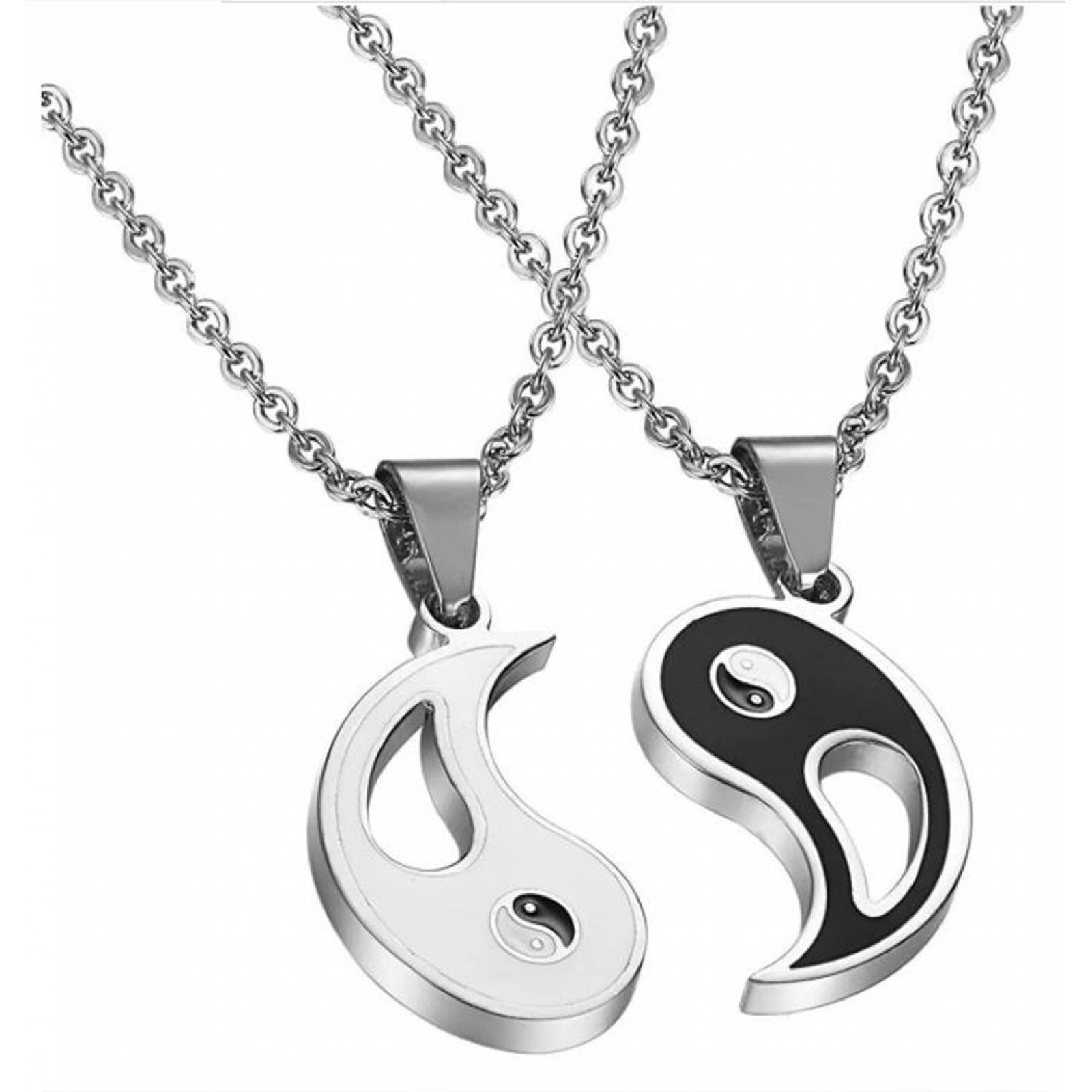 MADIOLA. Collar yin yang básico, collar pareja enamorados, amistad blanco y negro opuestos. Ying Yang