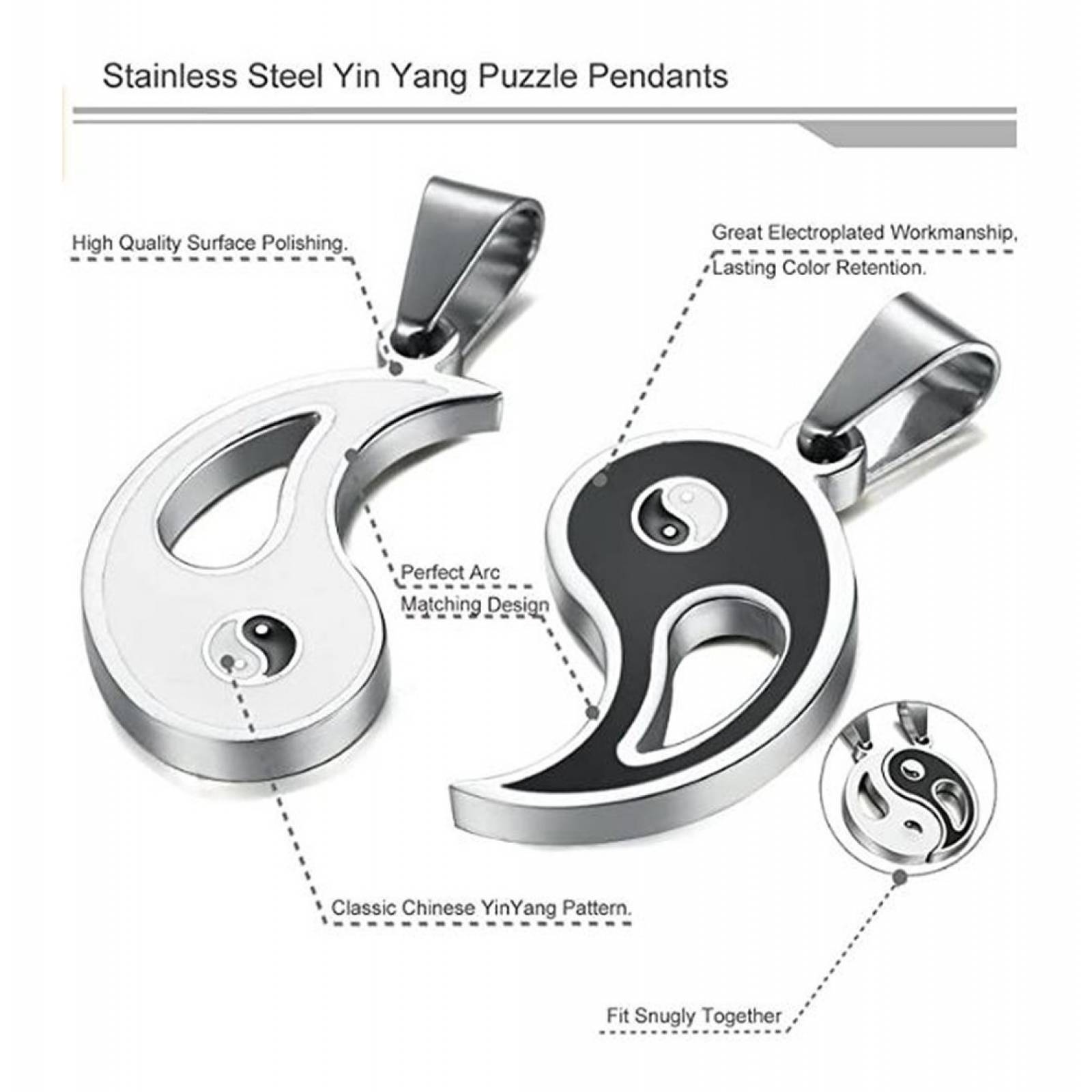 MADIOLA. Collar yin yang básico, collar pareja enamorados, amistad blanco y negro opuestos. Ying Yang