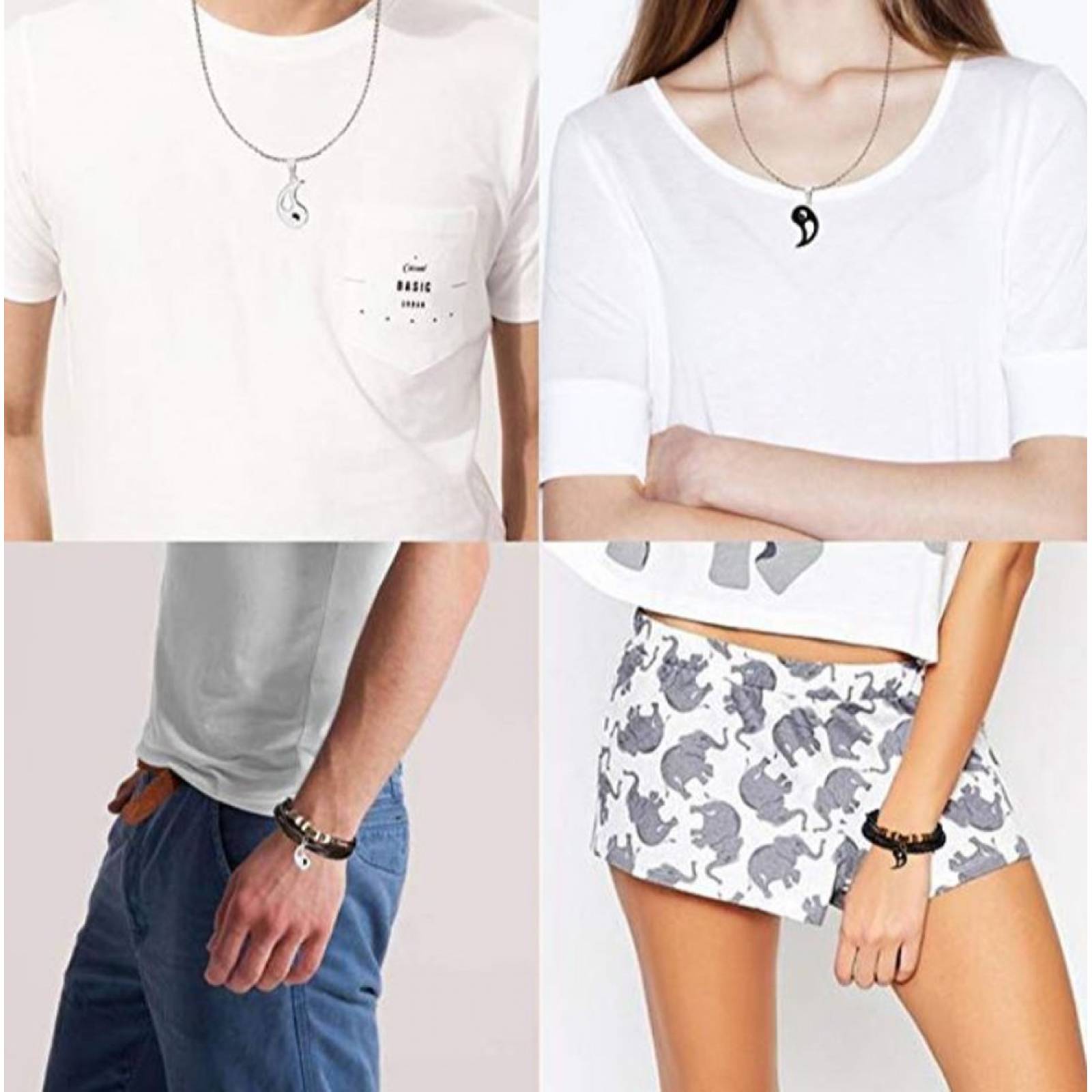 MADIOLA. Collar yin yang básico, collar pareja enamorados, amistad blanco y negro opuestos. Ying Yang