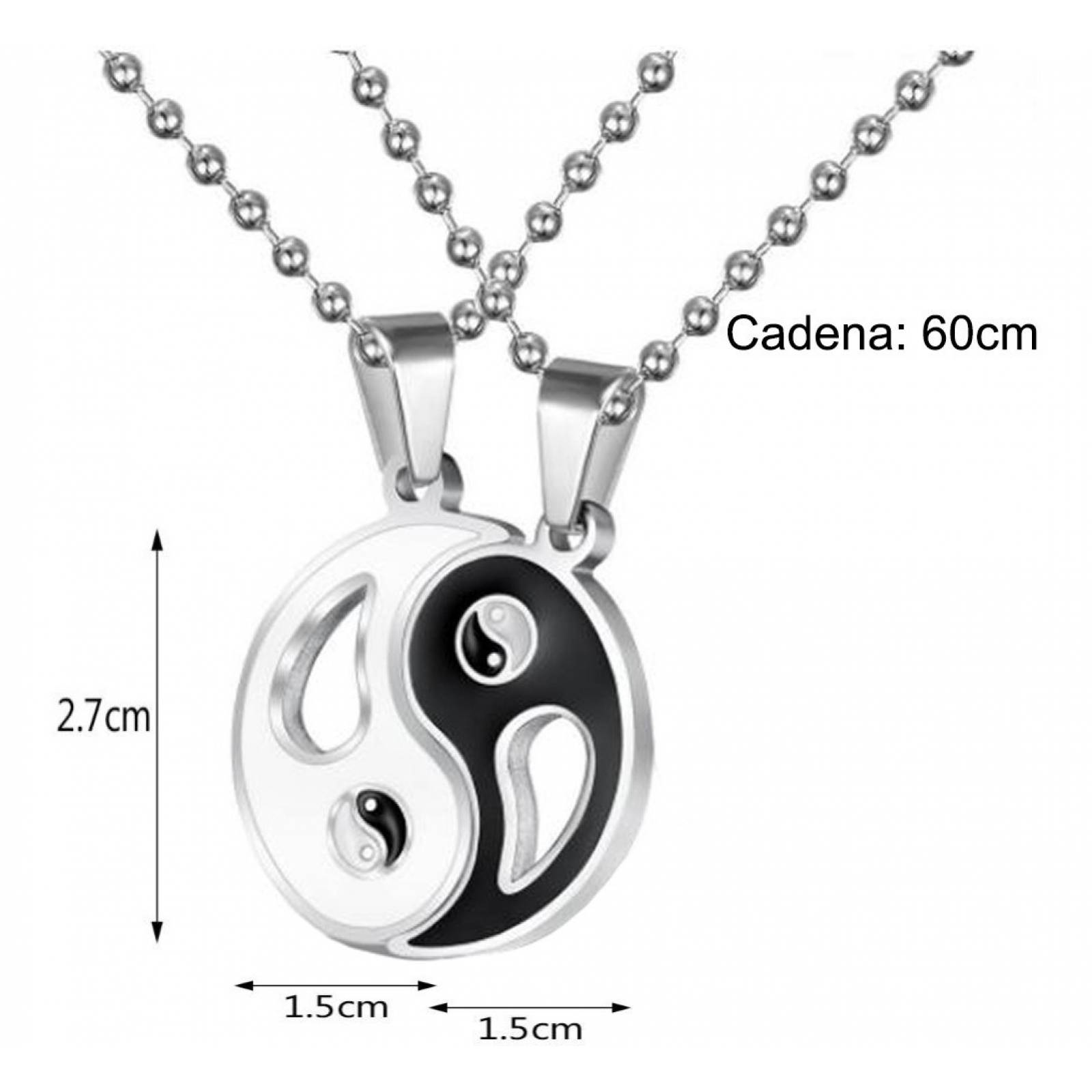 MADIOLA. Collar yin yang básico, collar pareja enamorados, amistad blanco y negro opuestos. Ying Yang