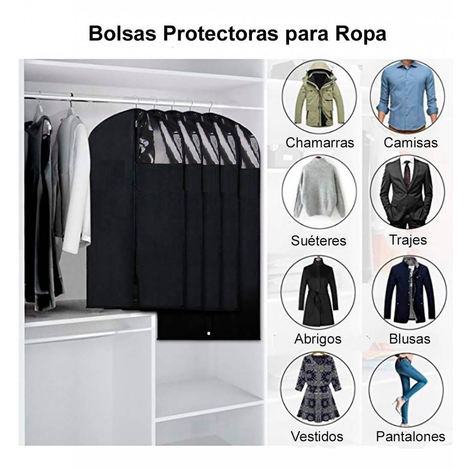 MADIOLA 3 Portatrajes, Bolsas Colgantes para Trajes, Sacos, Chamarras, Camisas, Blusas, Vestidos. Portador de Ropa