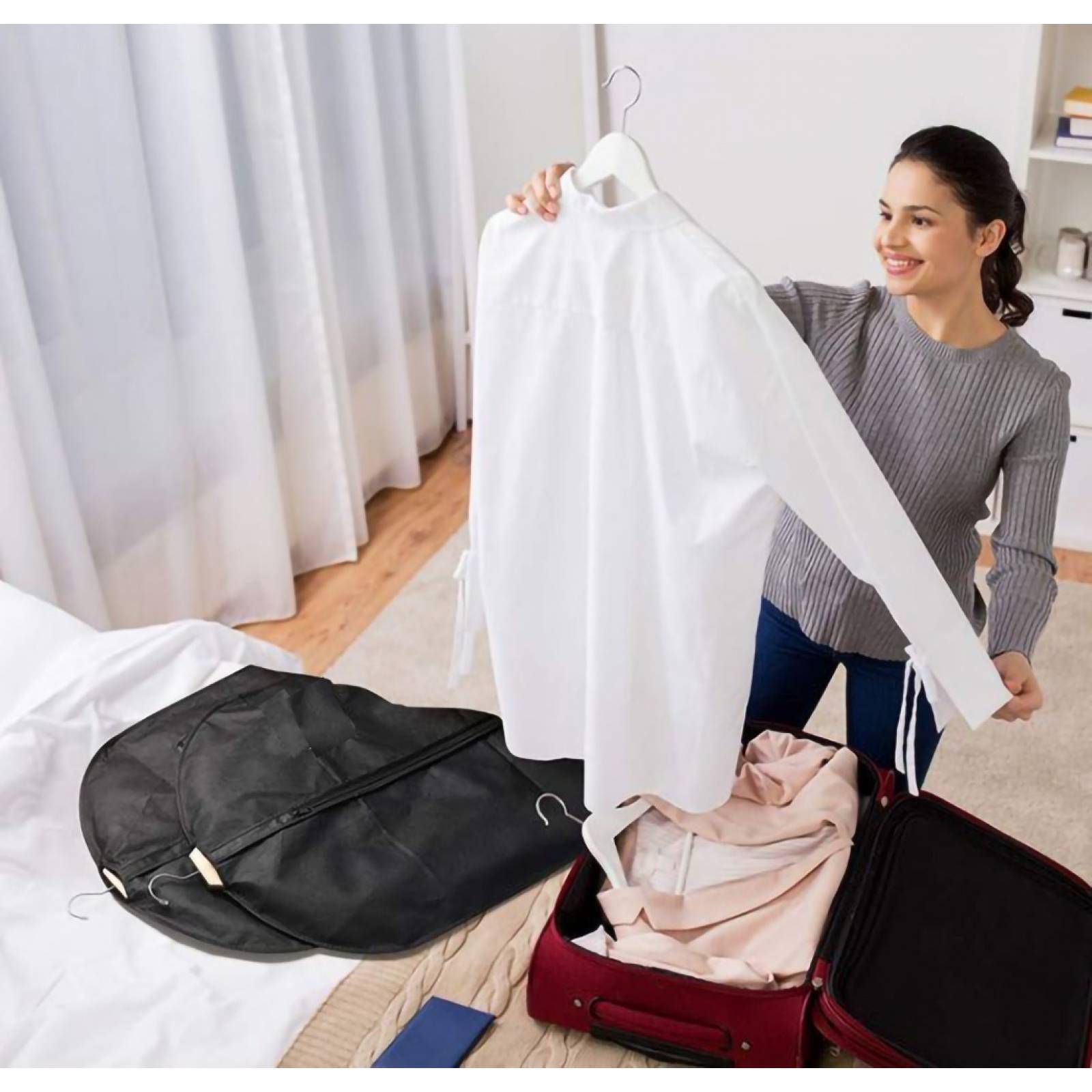 MADIOLA 3 Portatrajes, Bolsas Colgantes para Trajes, Sacos, Chamarras, Camisas, Blusas, Vestidos. Portador de Ropa