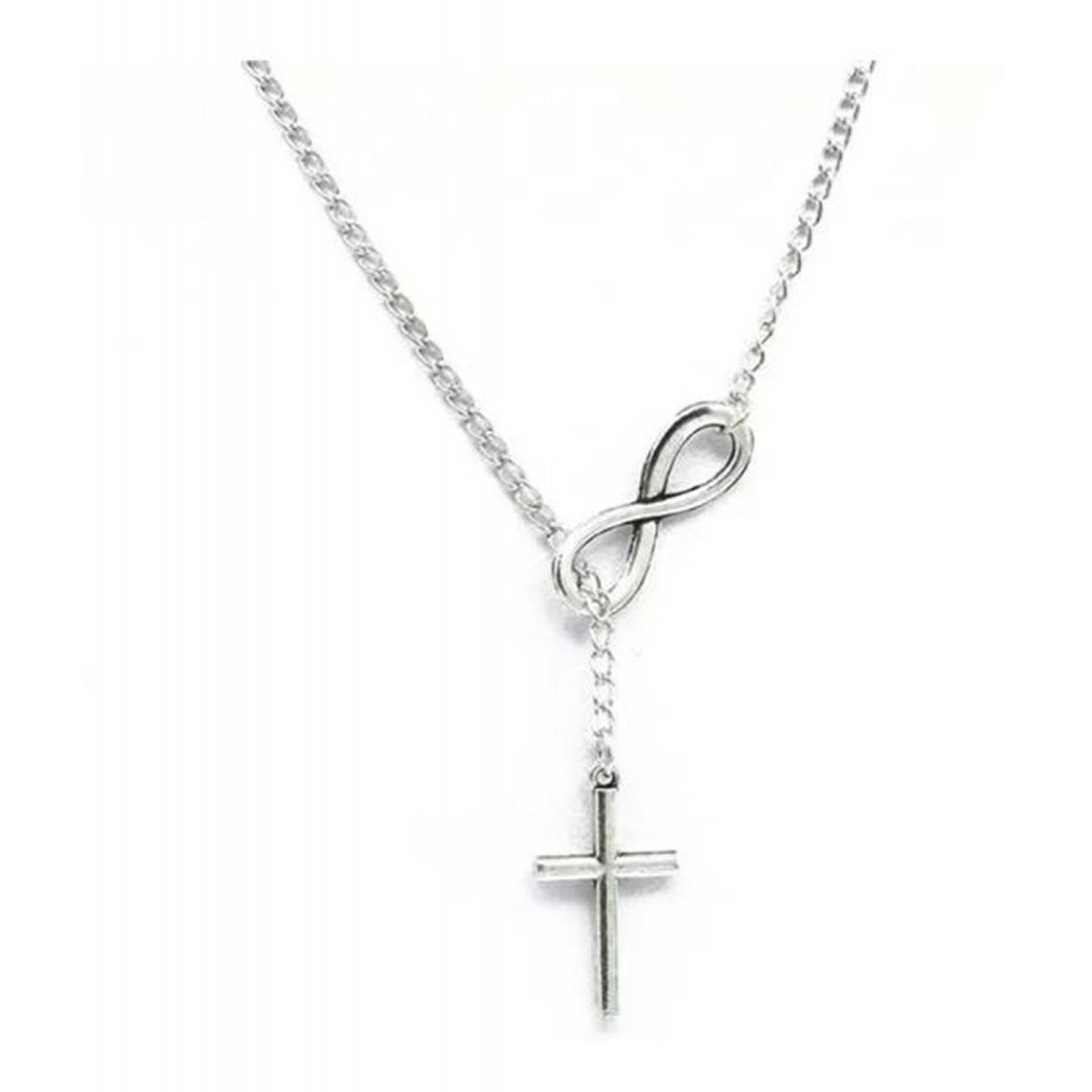 Collar Infinito Y Cruz Gargantilla Amor Infinito Plata