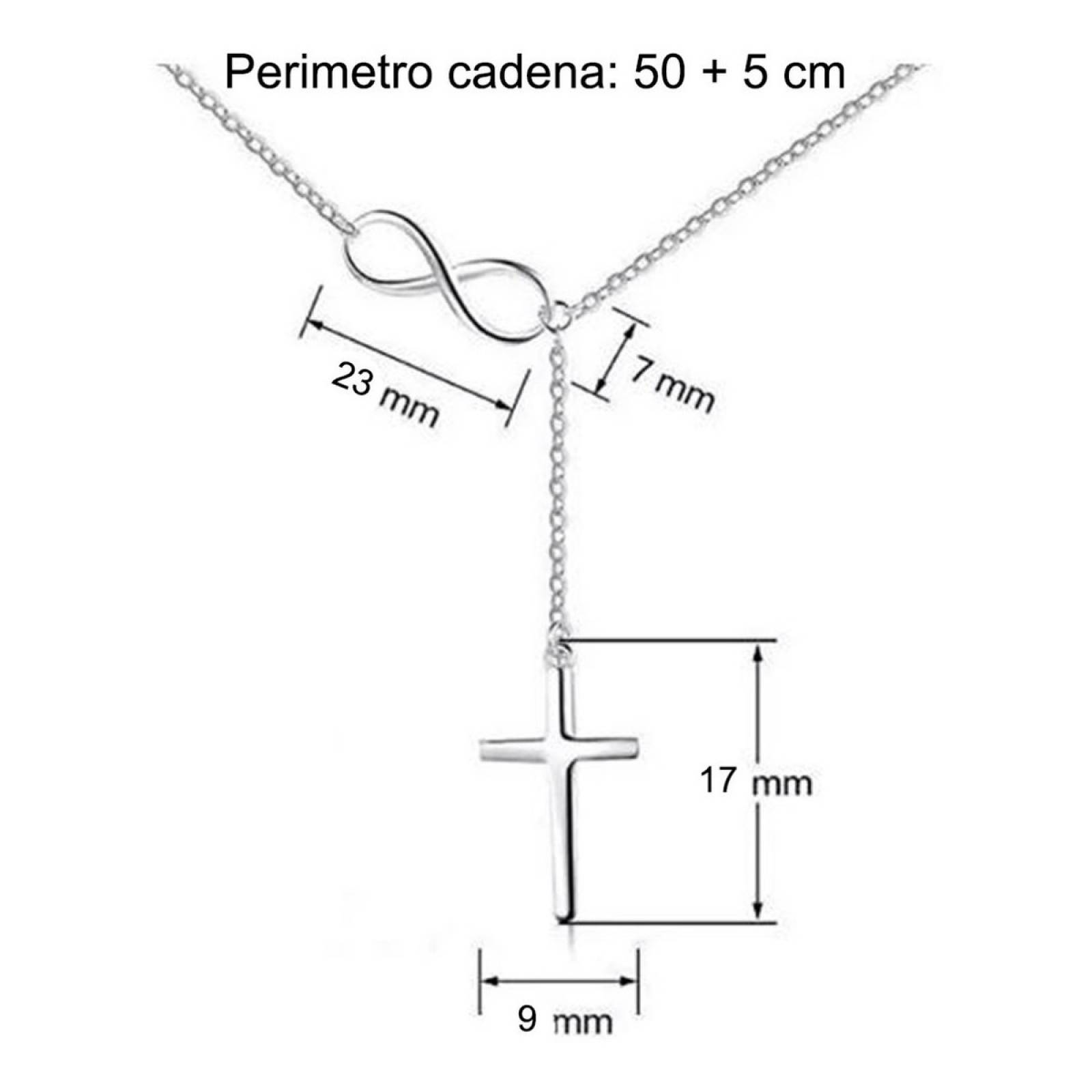 Collar Infinito Y Cruz Gargantilla Amor Infinito Plata