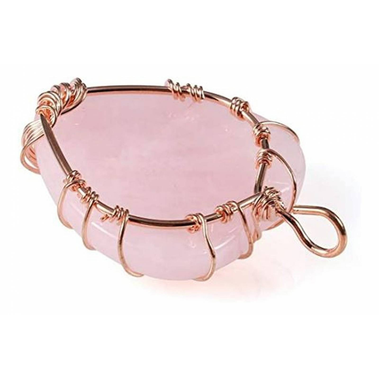 Collar corazon cuarzo alambre Arbol Vida   rosa