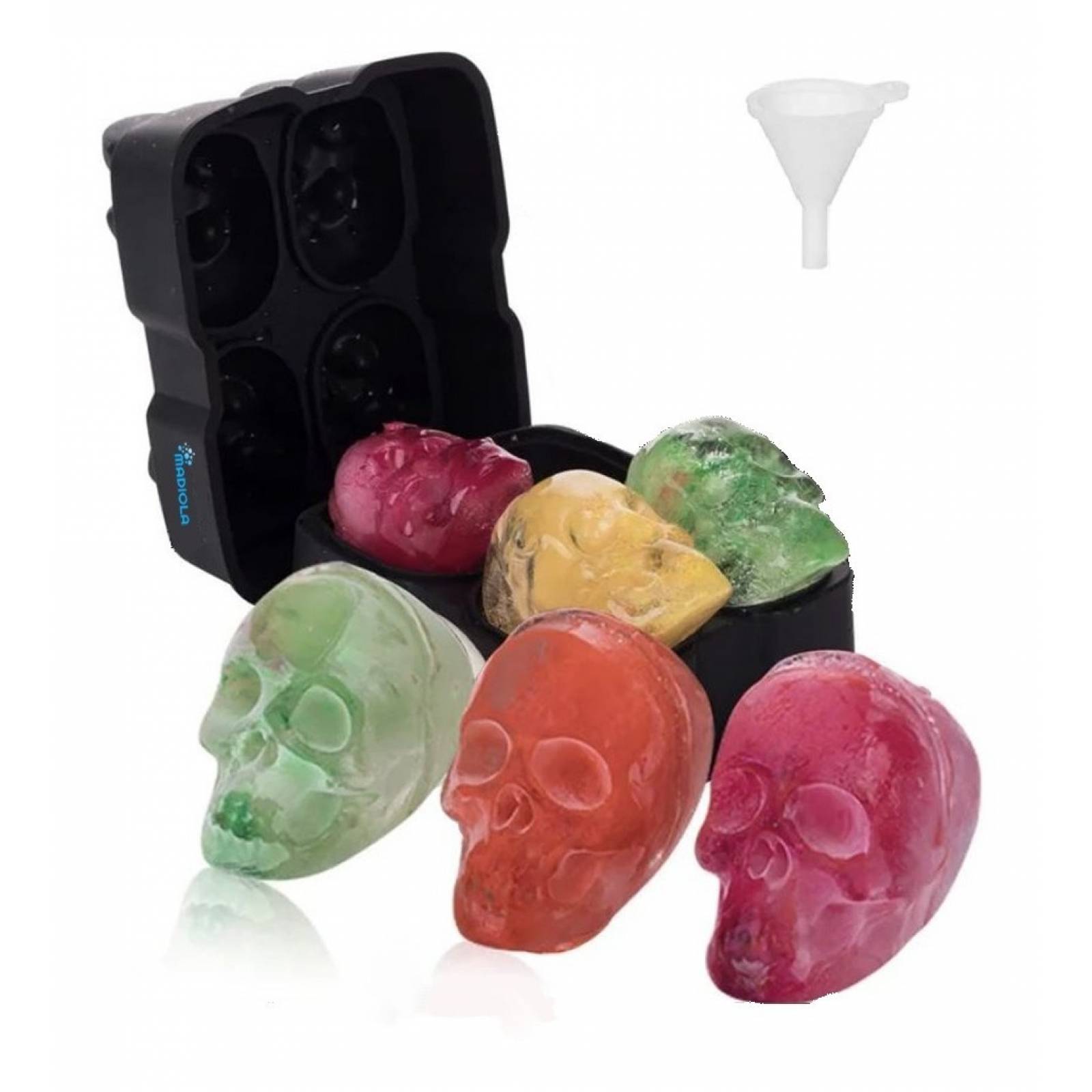 MADIOLA Bandeja de hielo, Molde de hielo en forma de Calavera, Craneo 3D para Chocolate Gelatina Repostería, bebidas