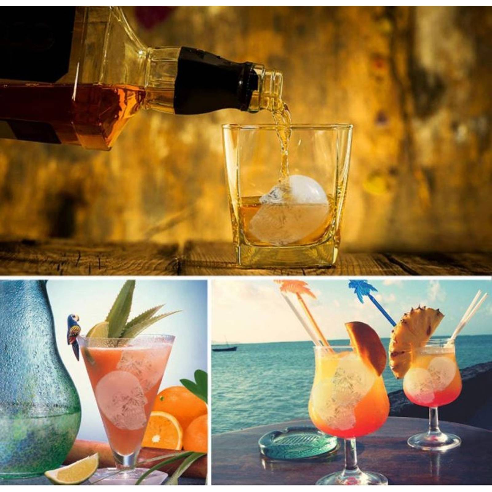 MADIOLA Bandeja de hielo, Molde de hielo en forma de Calavera, Craneo 3D para Chocolate Gelatina Repostería, bebidas