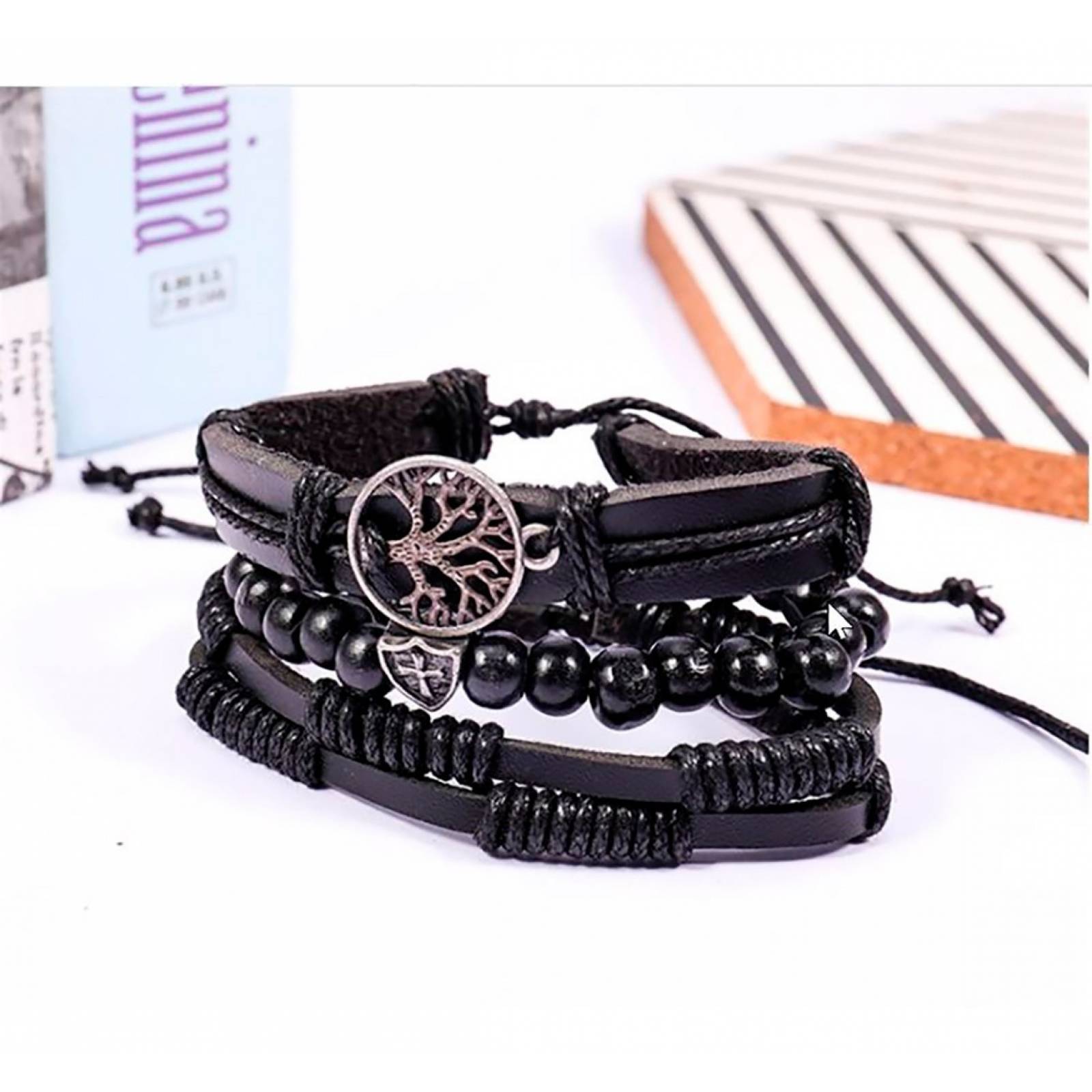 MADIOLA 3PCS Pulsera Arbol de la Vida Brazalete para Hombre Mujer Pareja Amor Amistad Novios Enamorados. Pulsera de Piel. Pulsera de cuero para regalo de Navidad Aniversario Cumpleaños