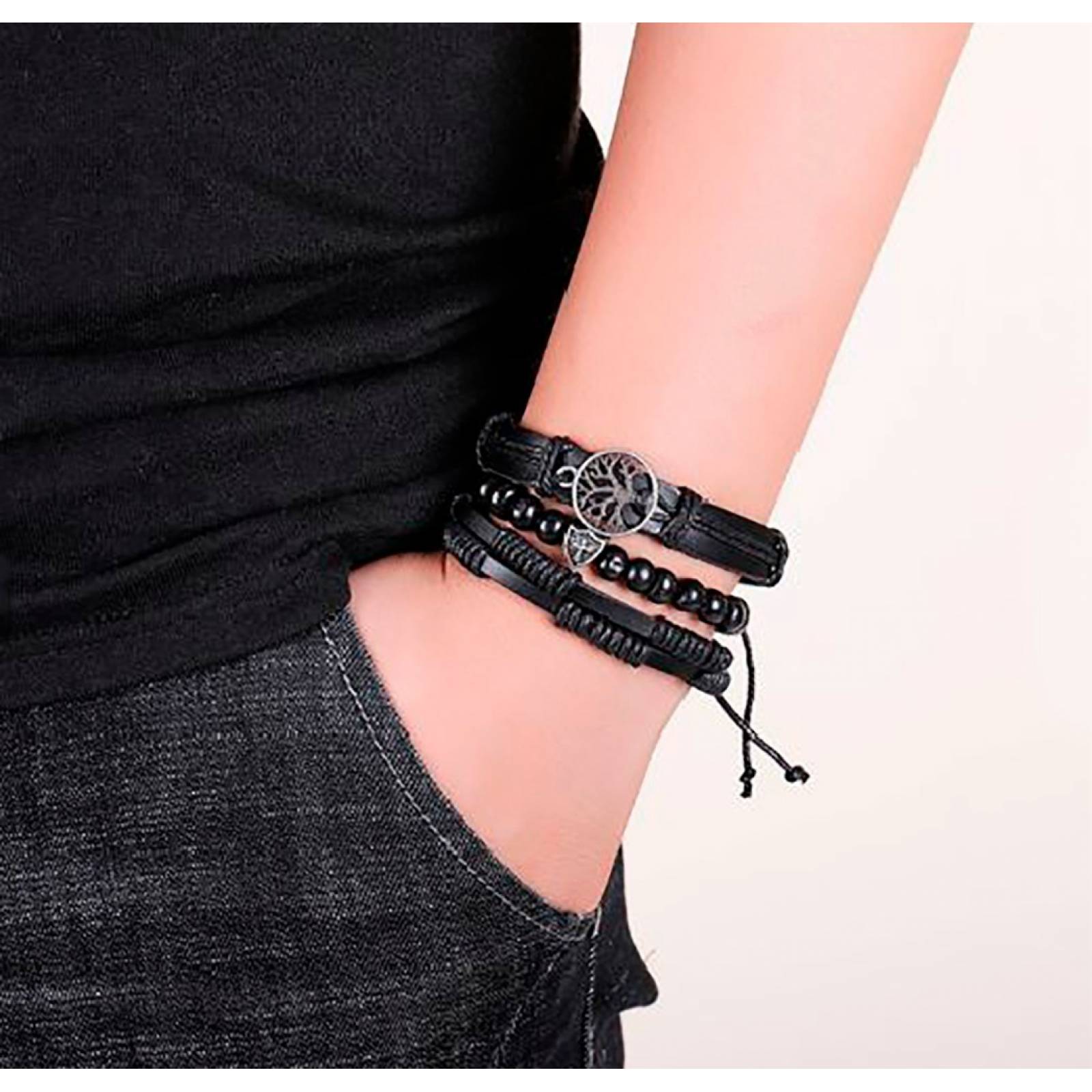 MADIOLA 3PCS Pulsera Arbol de la Vida Brazalete para Hombre Mujer Pareja Amor Amistad Novios Enamorados. Pulsera de Piel. Pulsera de cuero para regalo de Navidad Aniversario Cumpleaños