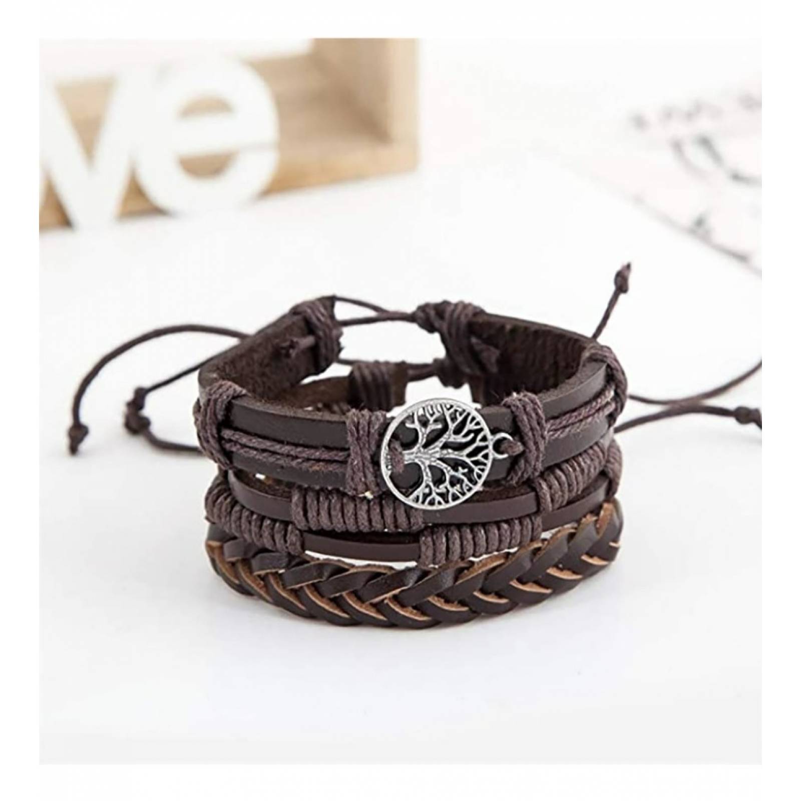 MADIOLA 3PCS Pulsera Arbol de la Vida Brazalete para Hombre Mujer Pareja Amor Amistad Novios Enamorados. Pulsera de Piel. Pulsera de cuero para regalo de Navidad Aniversario Cumpleaños