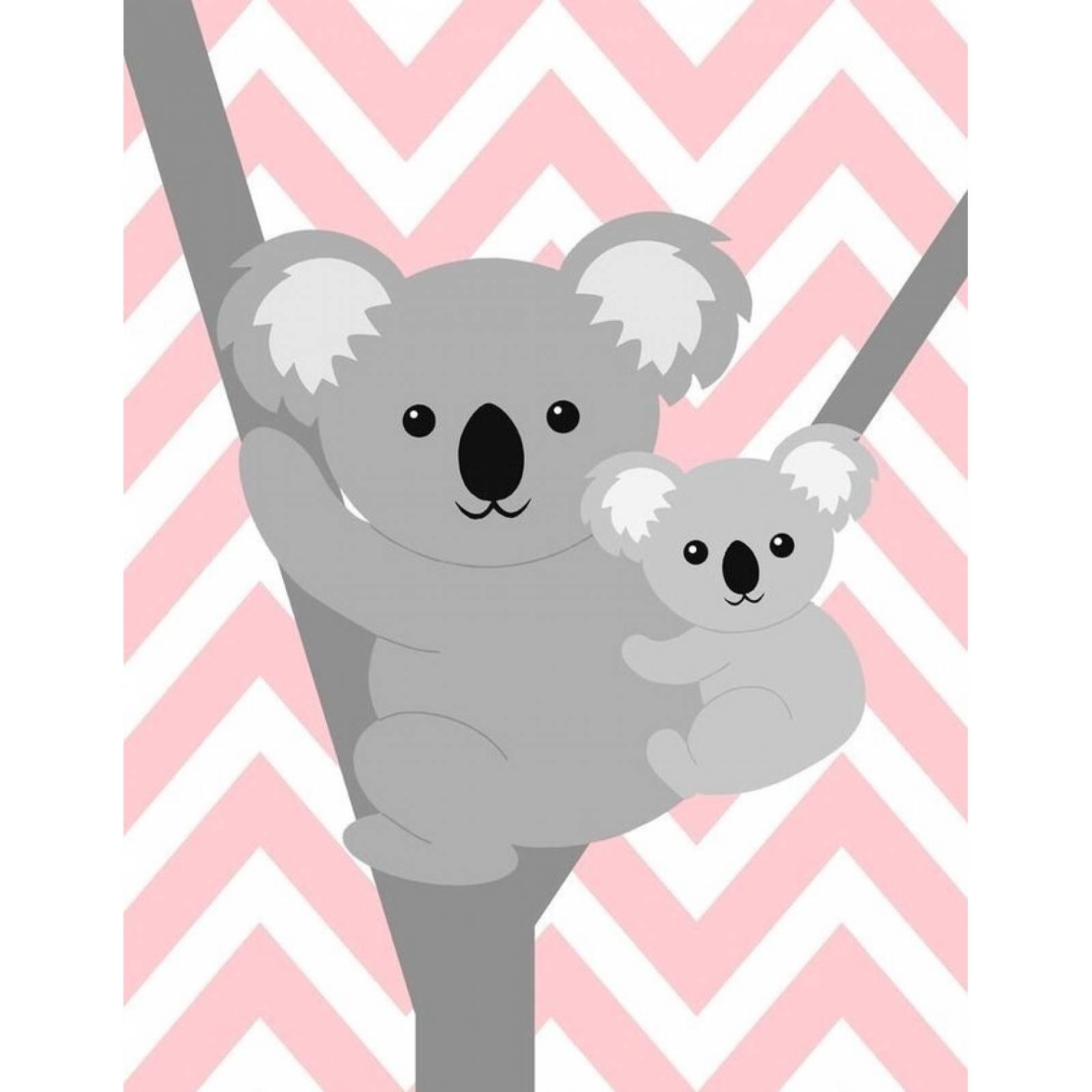 Koala con Bebe Pinta por numero con bastidor incluido