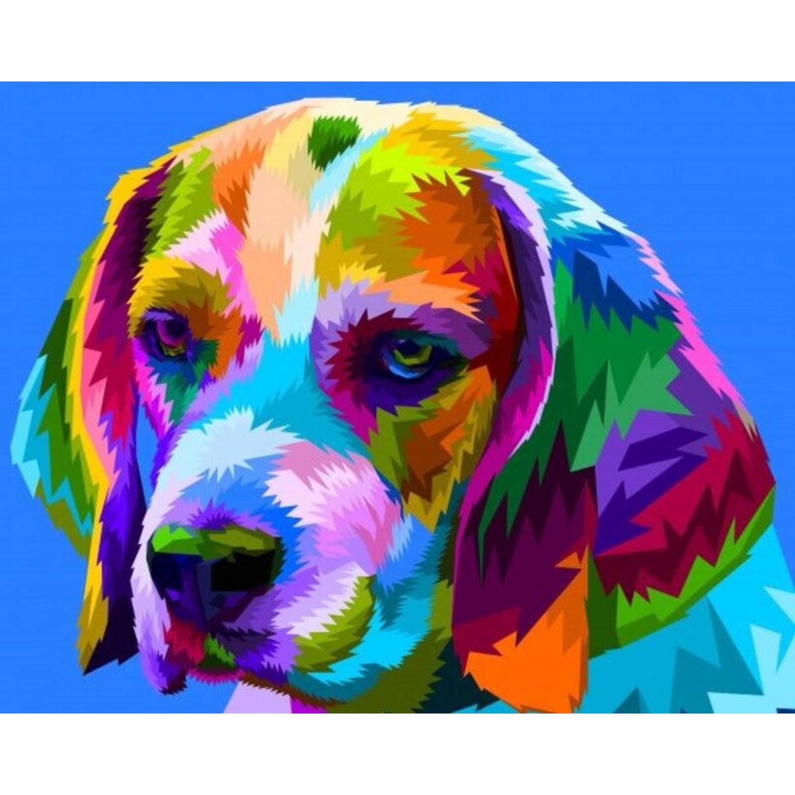Perro Azul Pinta por numero con bastidor incluido