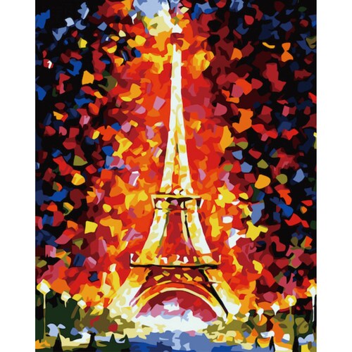 Torre Eiffel Colores Pinta por numero con bastidor incluido