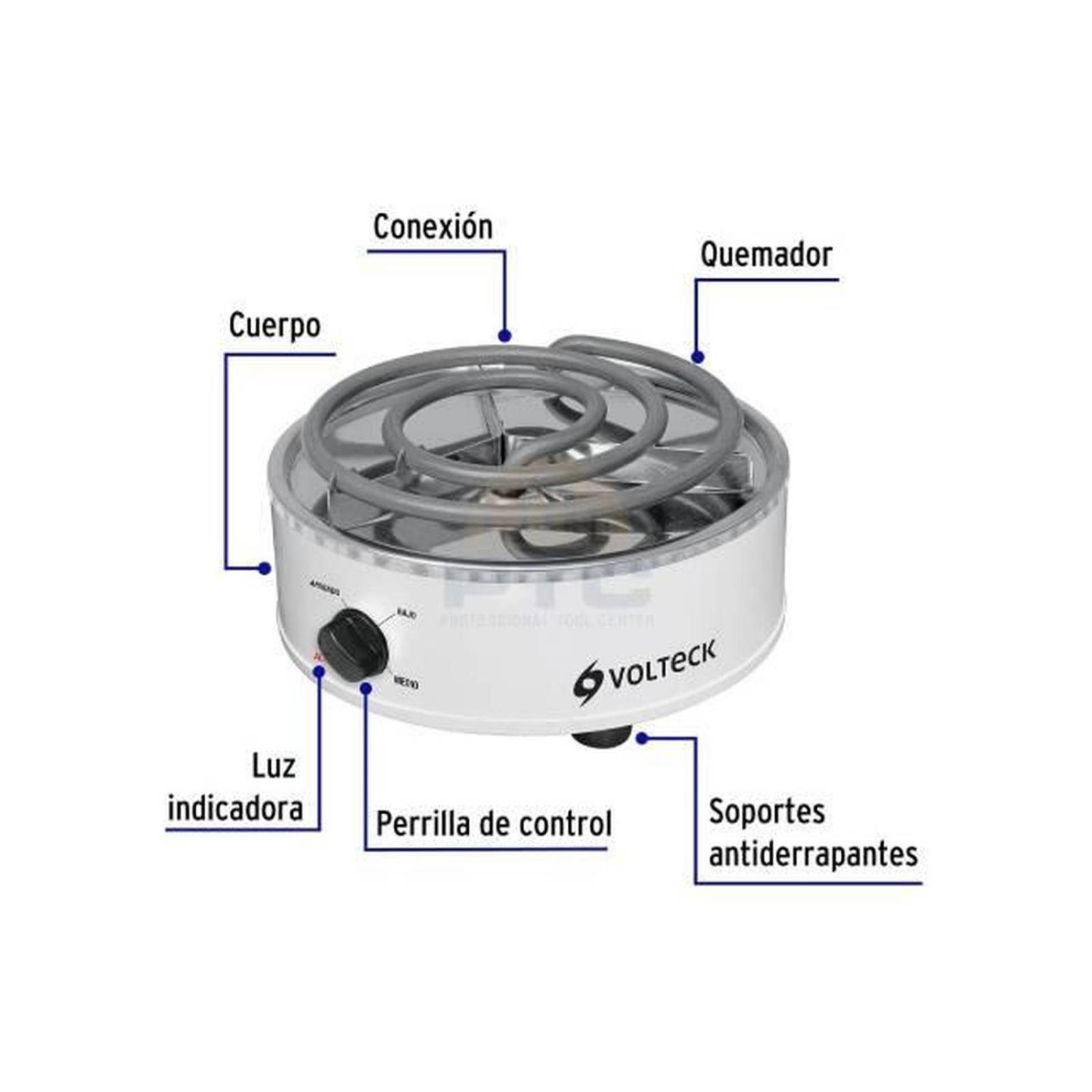 Parrilla eléctrica Volteck de resistencia 700W 1 quemador Blanca 