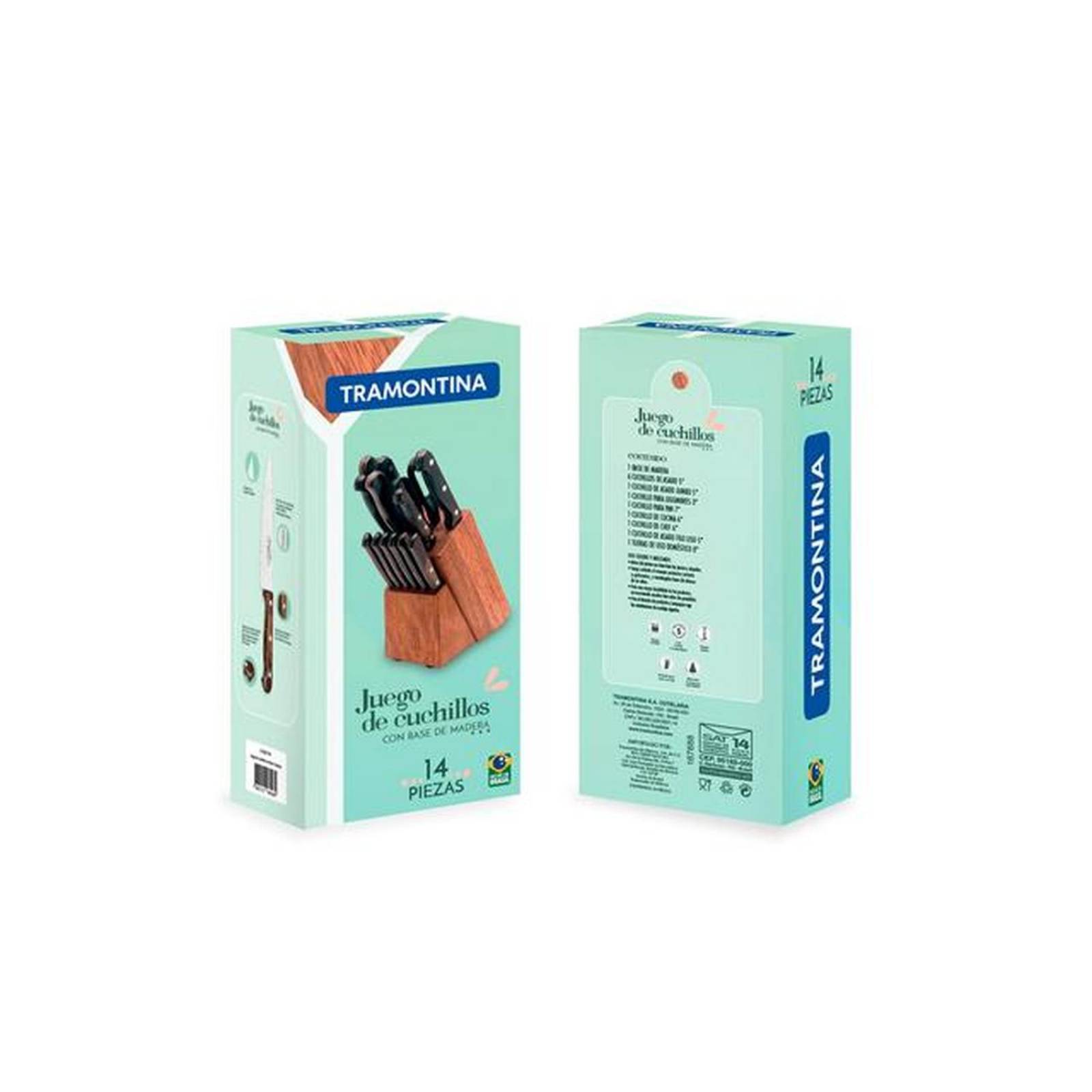 Juego de cuchillos Tramontina 14 pzas base de madera polywood