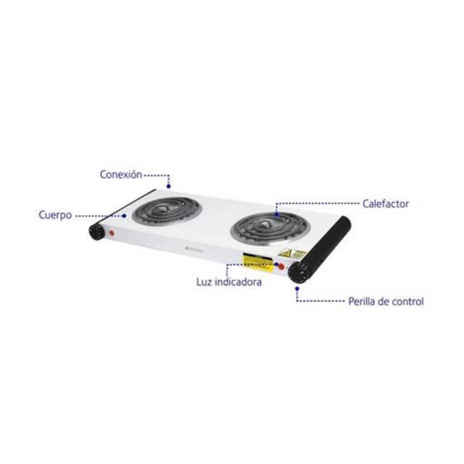 Parrilla eléctrica Volteck doble resistencia 6 niveles Blanca
