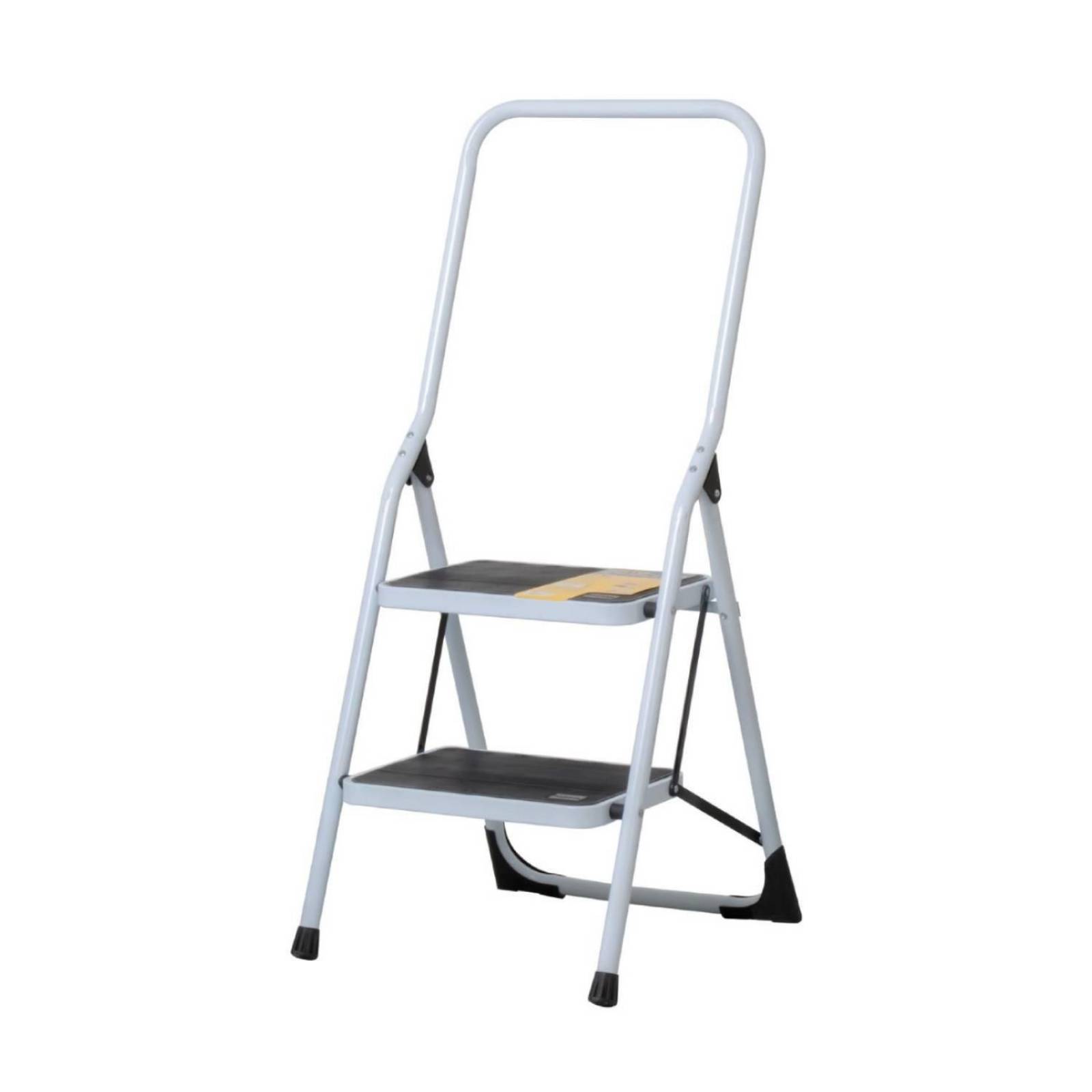 Escalera tubular Pretul plegable 2 peldaños con barandal Blanco 