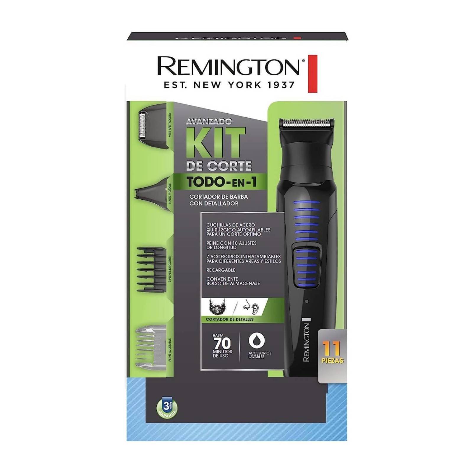 Rasuradora para barba Remington 11 pzas todo en 1 Negro
