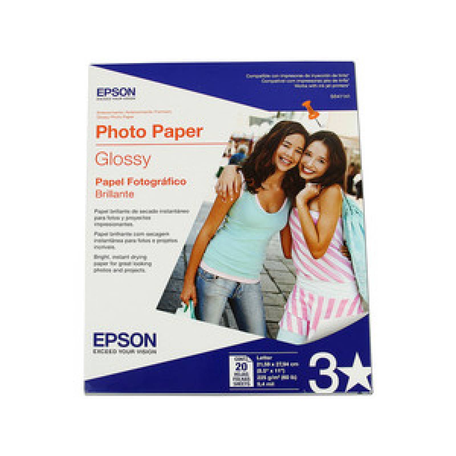 Epson PAPEL SATINADO CALIDAD FOTO GRAFICA CARTA 20 HOJAS

        