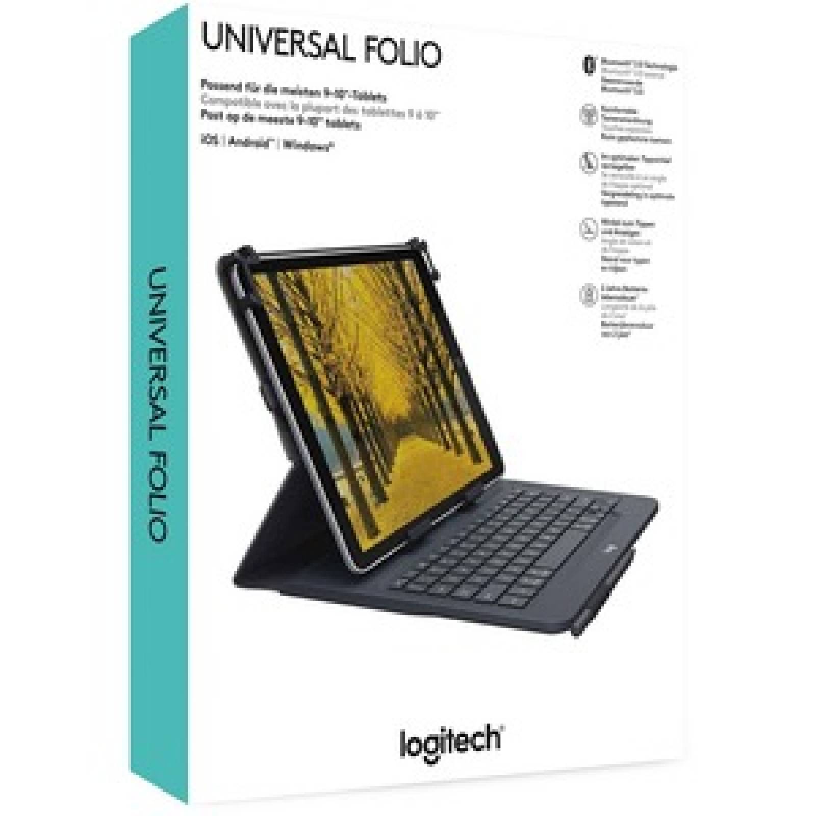 Logitech Estuche de teclado/cubierta Logitech Universal Folio (Folio) para 26.7cm (10.5") Apple iPad Air, iPad 2, iPad A
