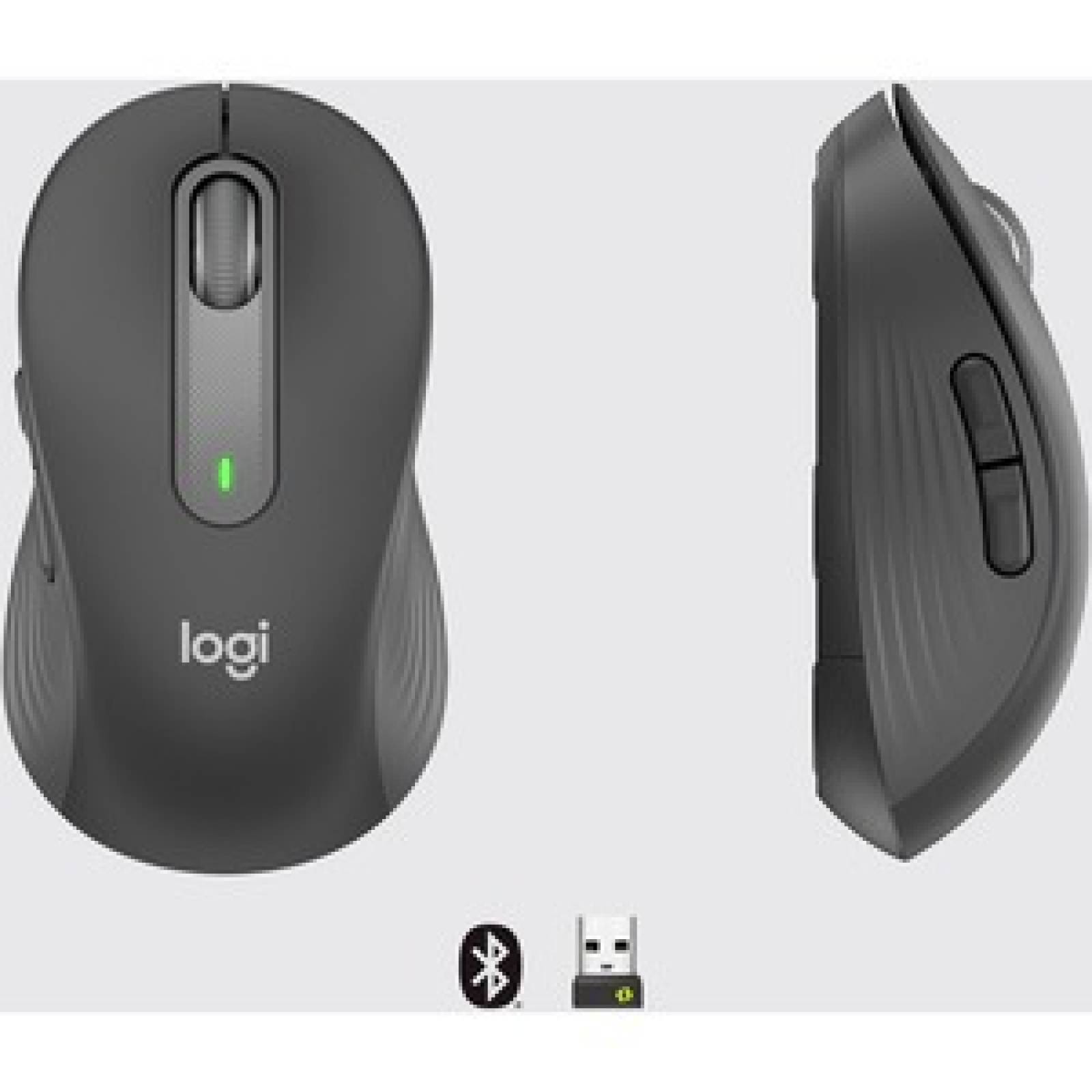 Logitech Mouse Logitech Signature M650L - Frecuencia Bluetooth/Radio - USB - Grafito - Inalámbrico - 4000 dpi - Rueda de