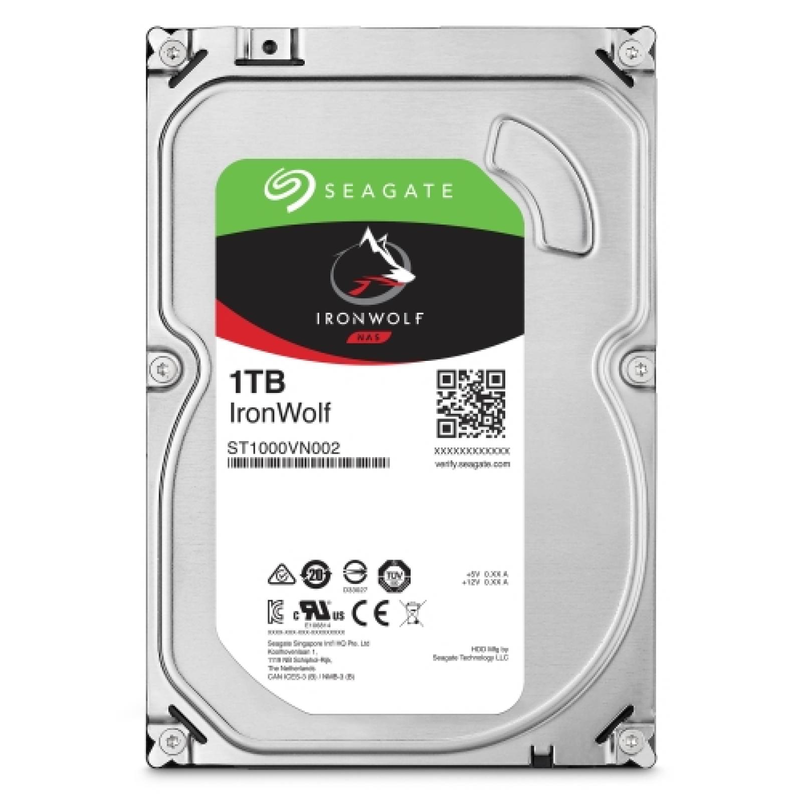 Seagate Disco Duro Interno 1TB 3.5" SATA 6Gb/s 5900RPM 64MB, para NAS de 1-8 bahías, Hot Plug 24x7, 3 años de garantía, 