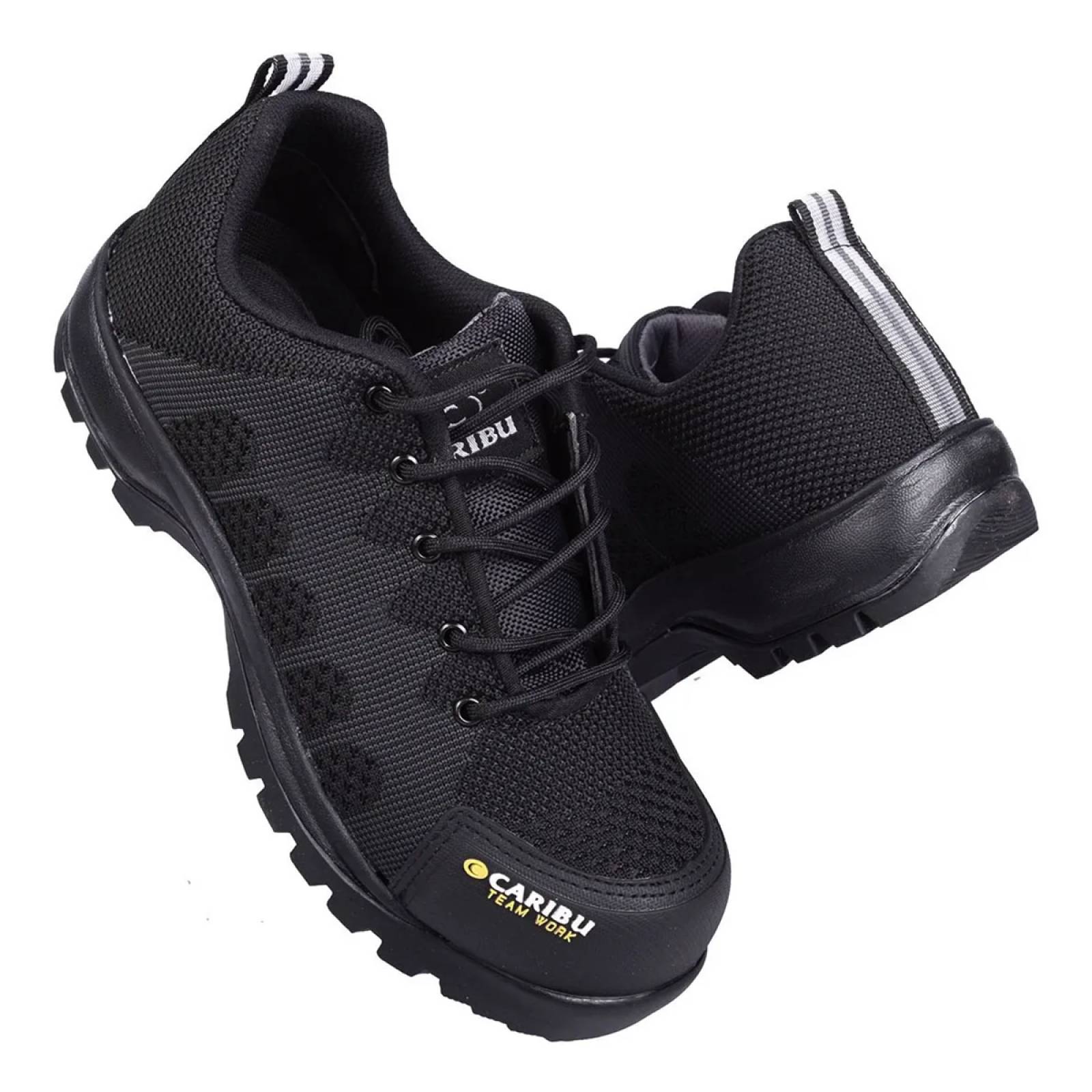 Tenis de Seguridad Industrial Con Casco Caribú 325 Negro / Negro