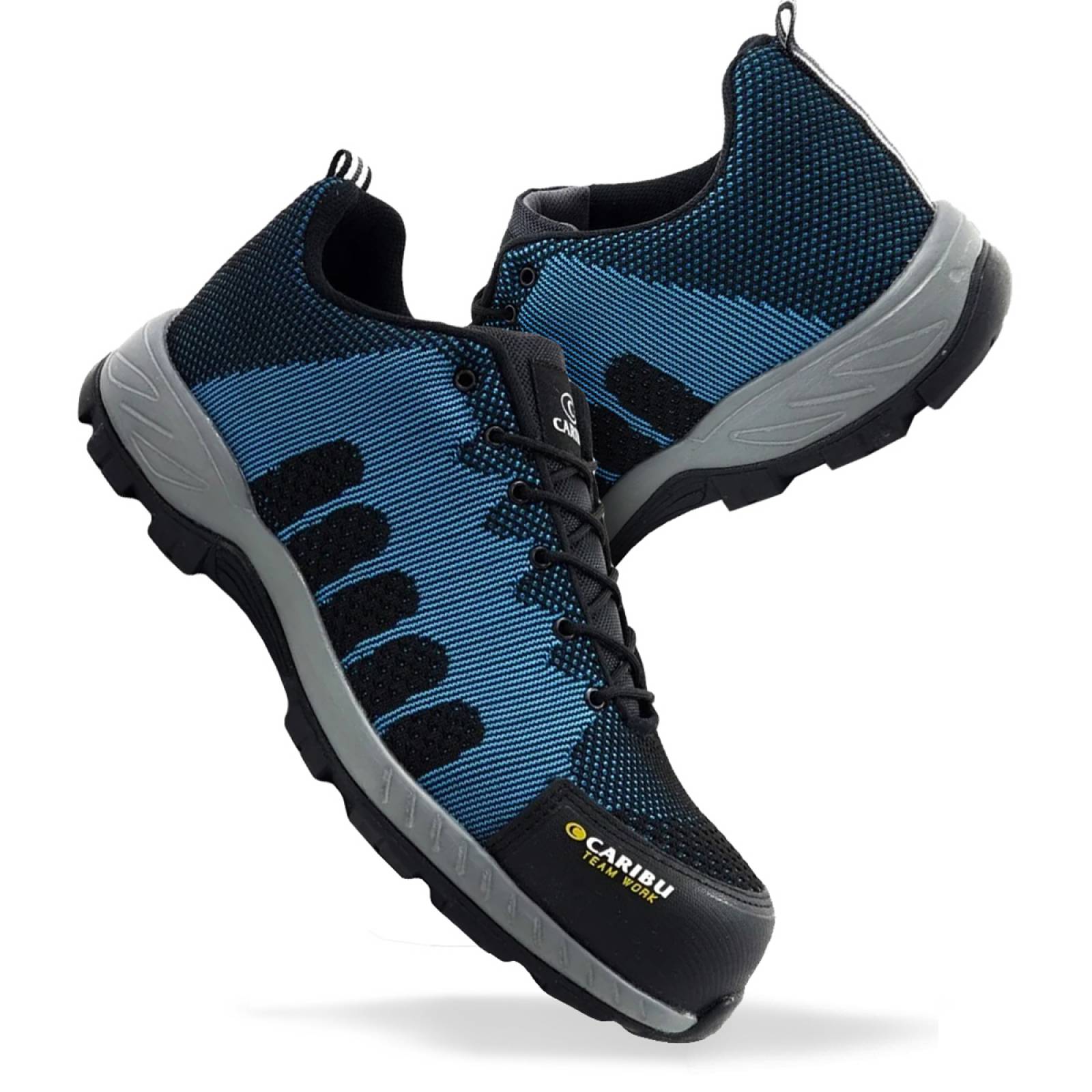 Tenis de Seguridad Industrial Con Casco Caribú 325 Azul / Gris