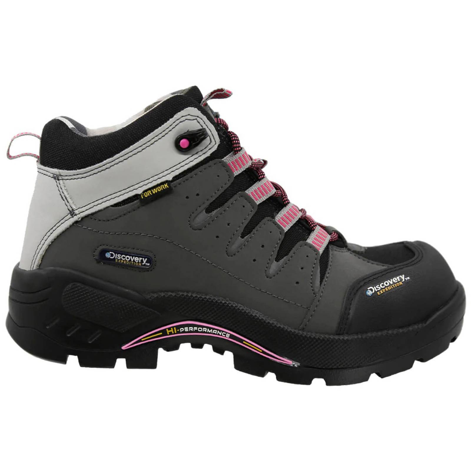 Botas Hiking Dama Discovery Expedition 1958 Con Casquillo Gris Rosa