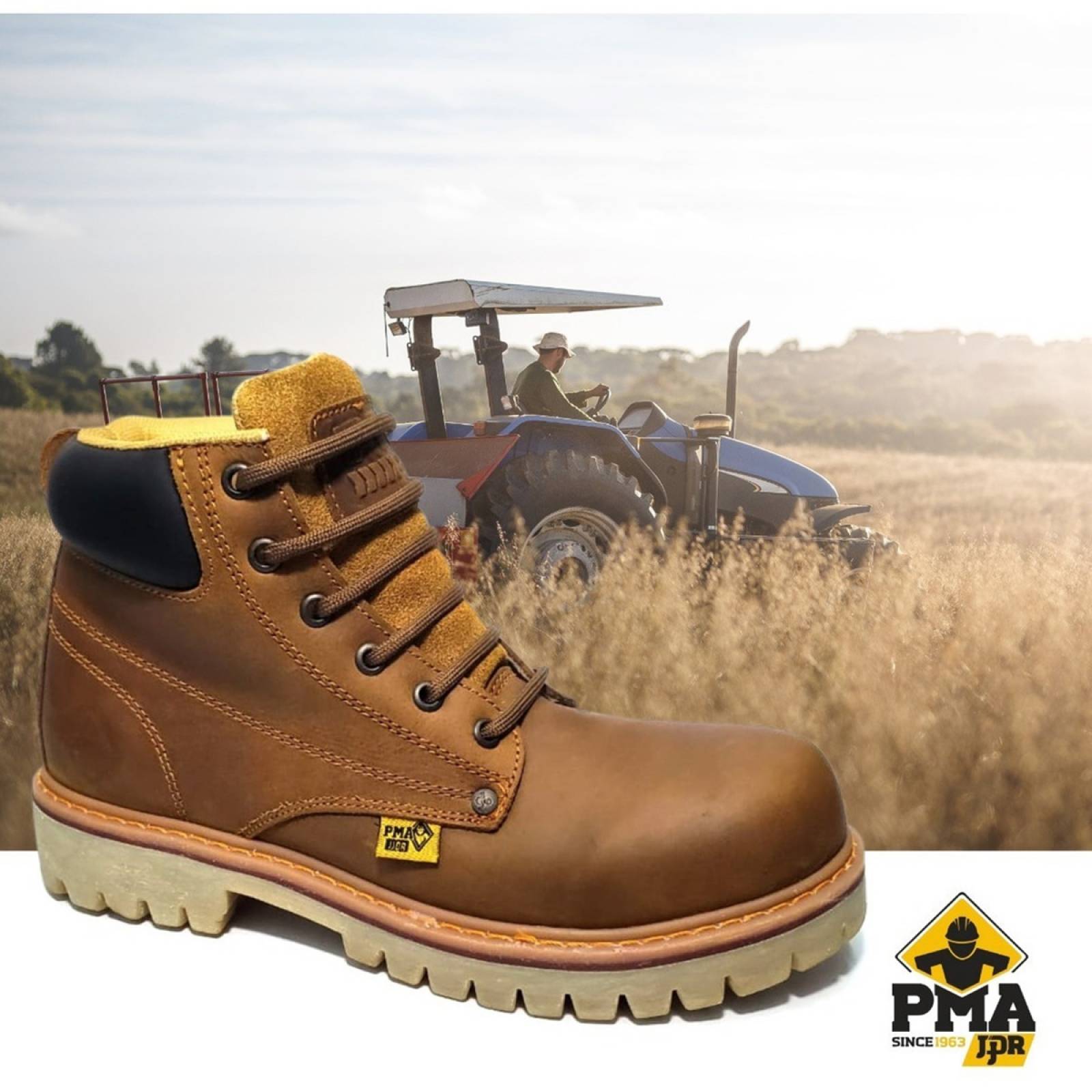 Bota Industrial Con Casco De Acero Pma Miel Crazy 036