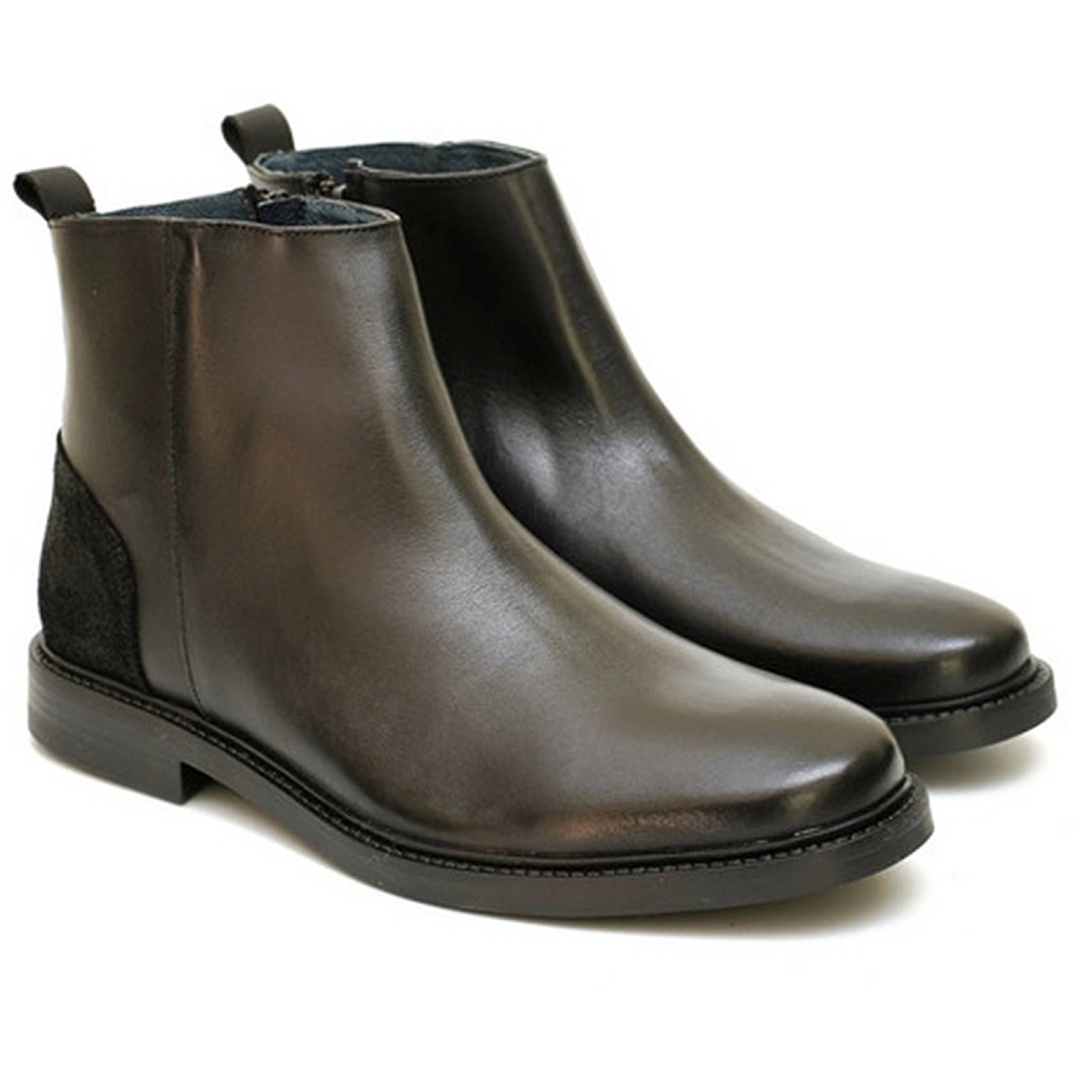 Bota De Piel Para Caballero Vertical 1225 Negro Atanado