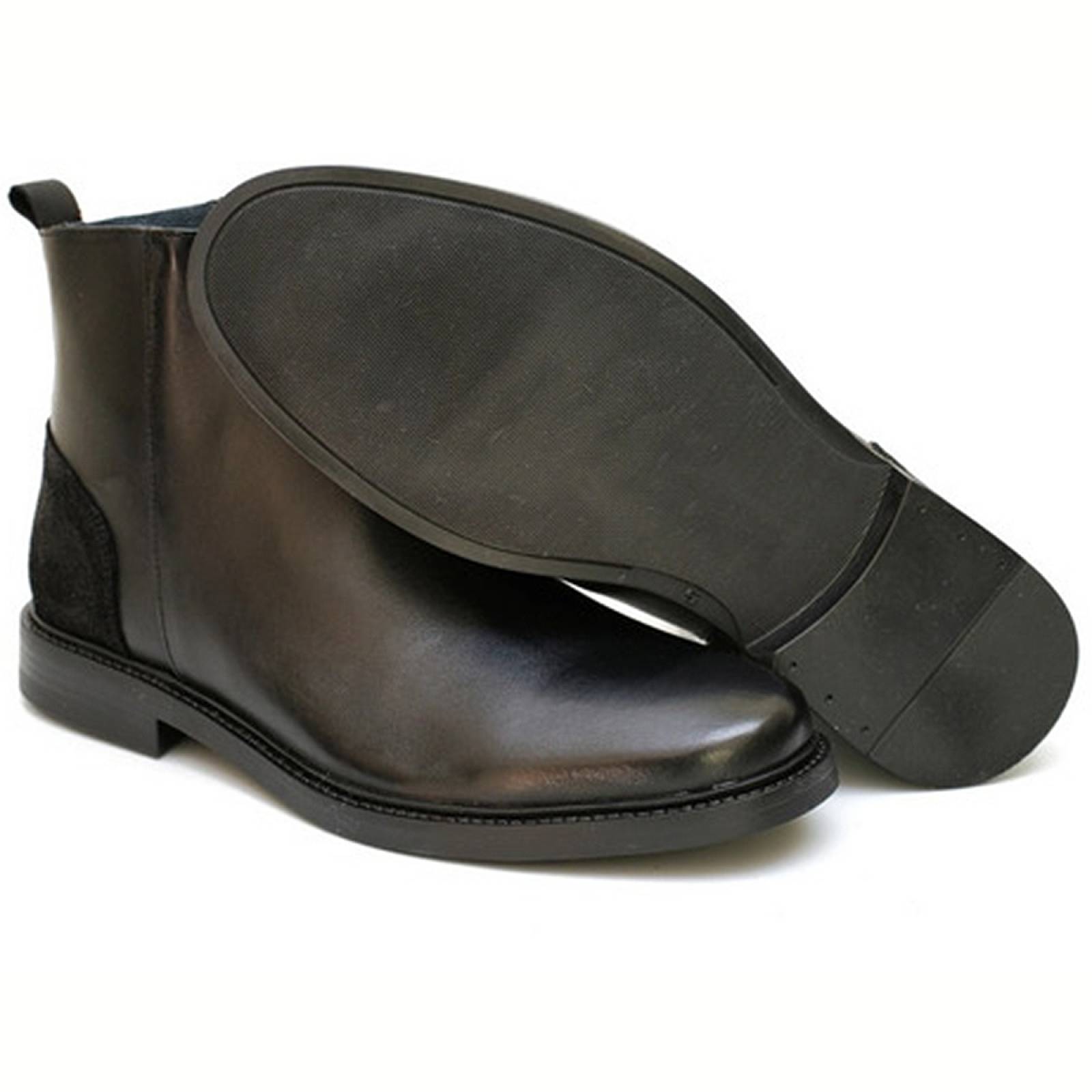 Bota De Piel Para Caballero Vertical 1225 Negro Atanado