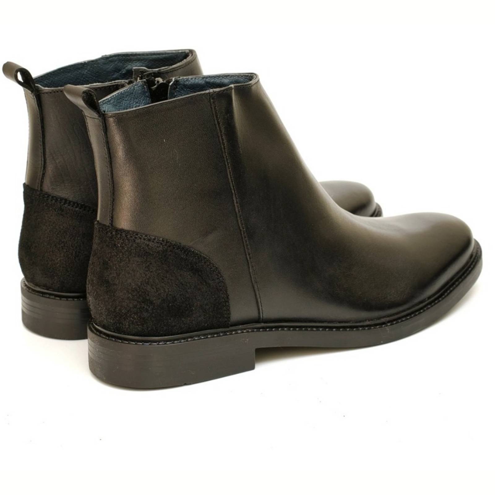Bota De Piel Para Caballero Vertical 1225 Negro Atanado