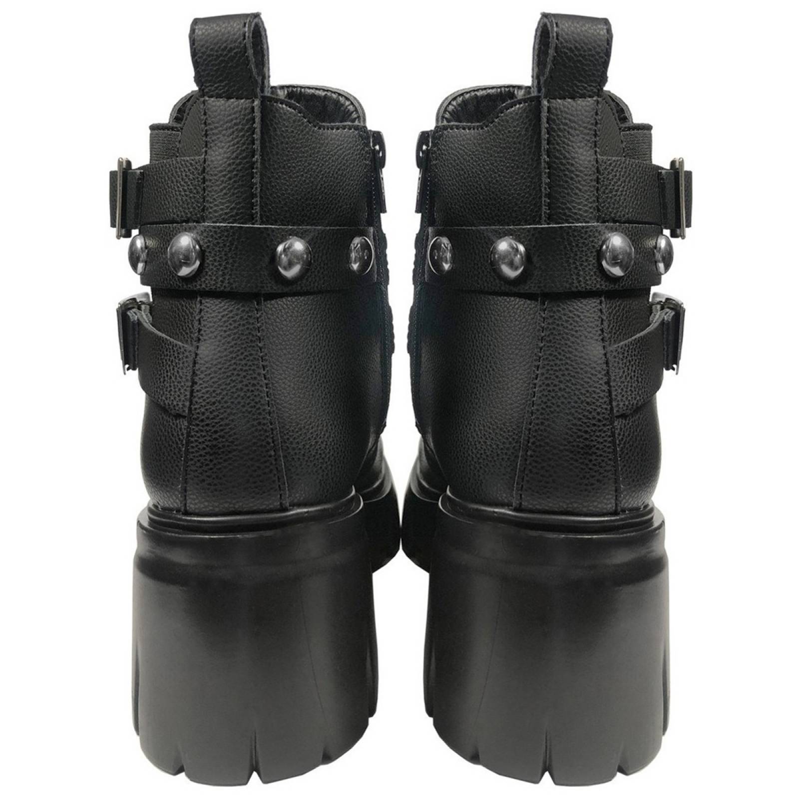 Bota Combat Suela Gruesa Track Chunky Para Mujer De Moda Negro 4026